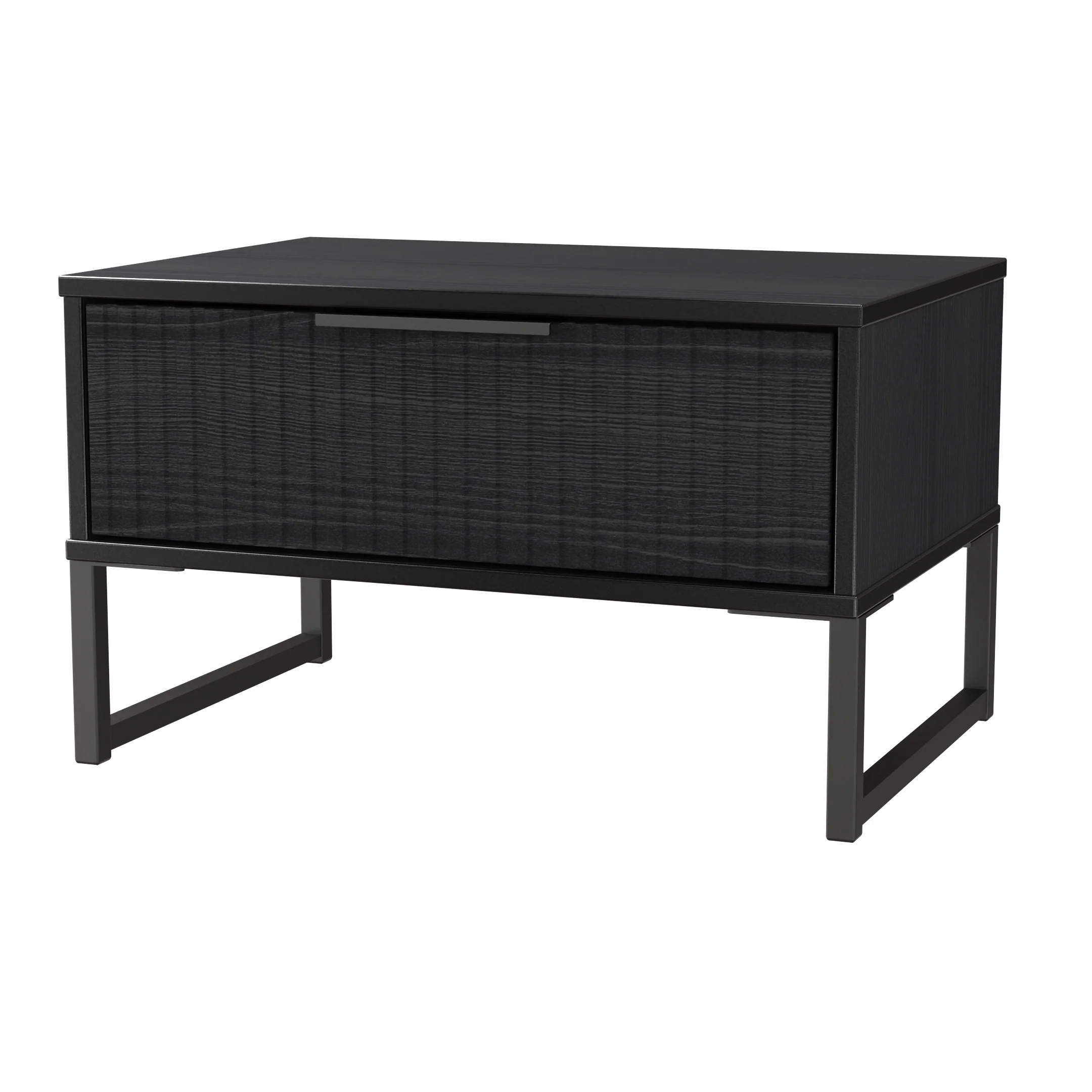 Fluted 1 Drawer Wide Side Table in Black Ash - Ready Assembled - Image 4