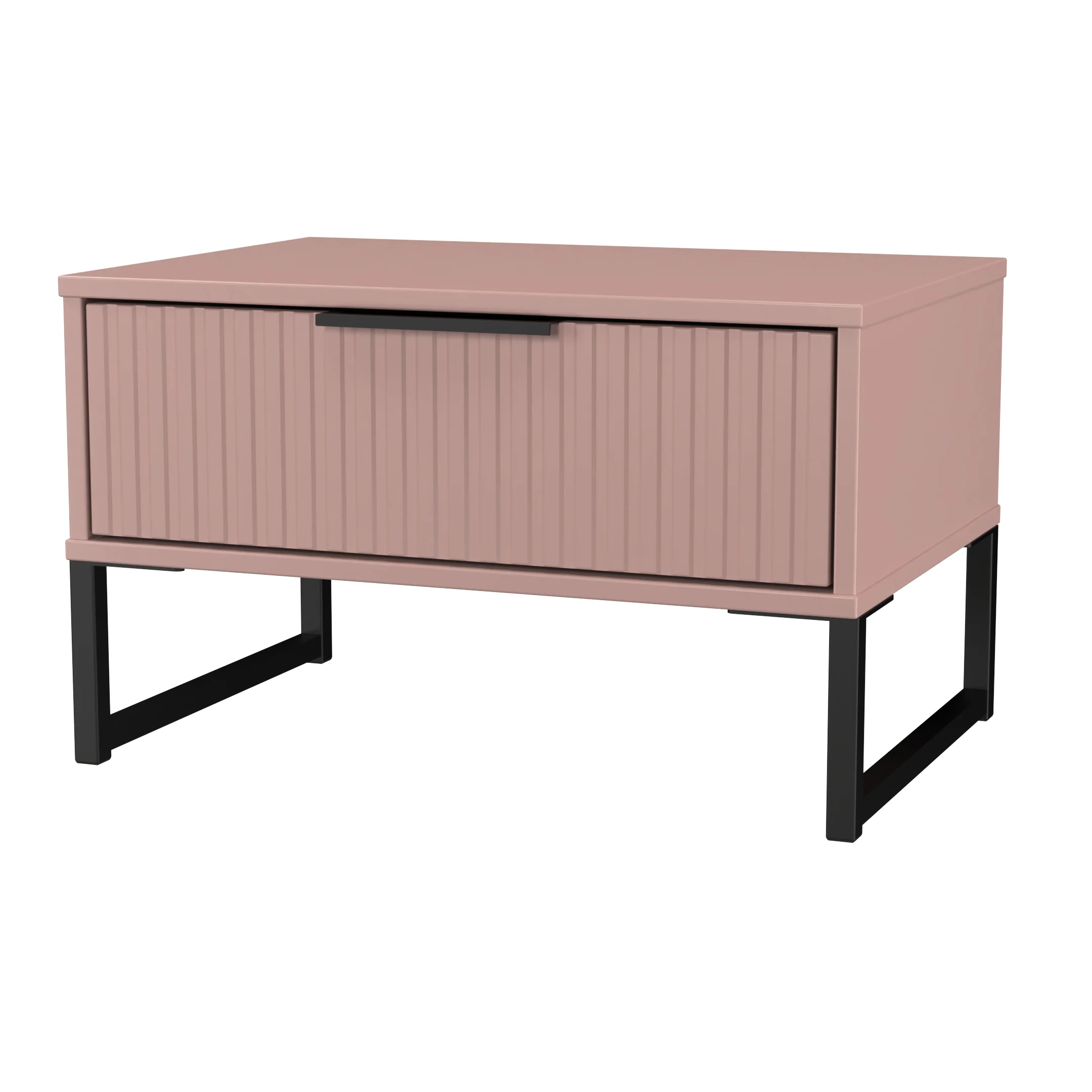Fluted 1 Drawer Wide Side Table in Kobe Pink - Ready Assembled - Image 4