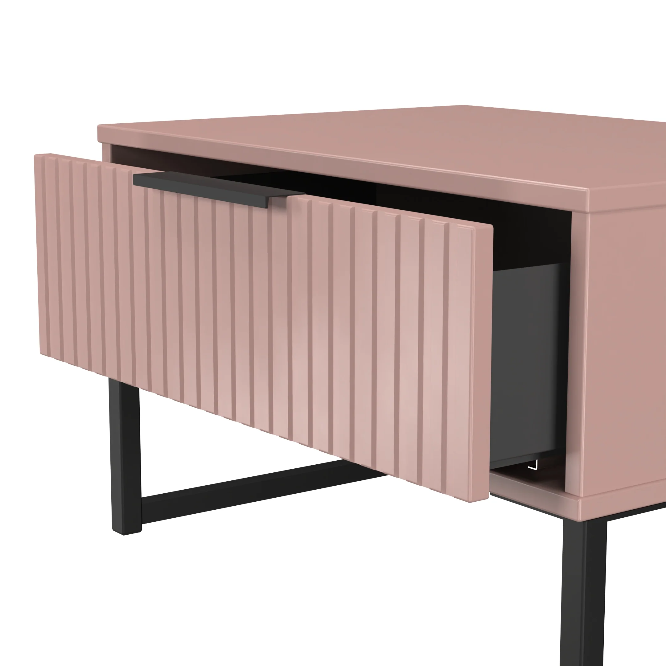 Fluted 1 Drawer Wide Side Table in Kobe Pink - Ready Assembled - Image 6