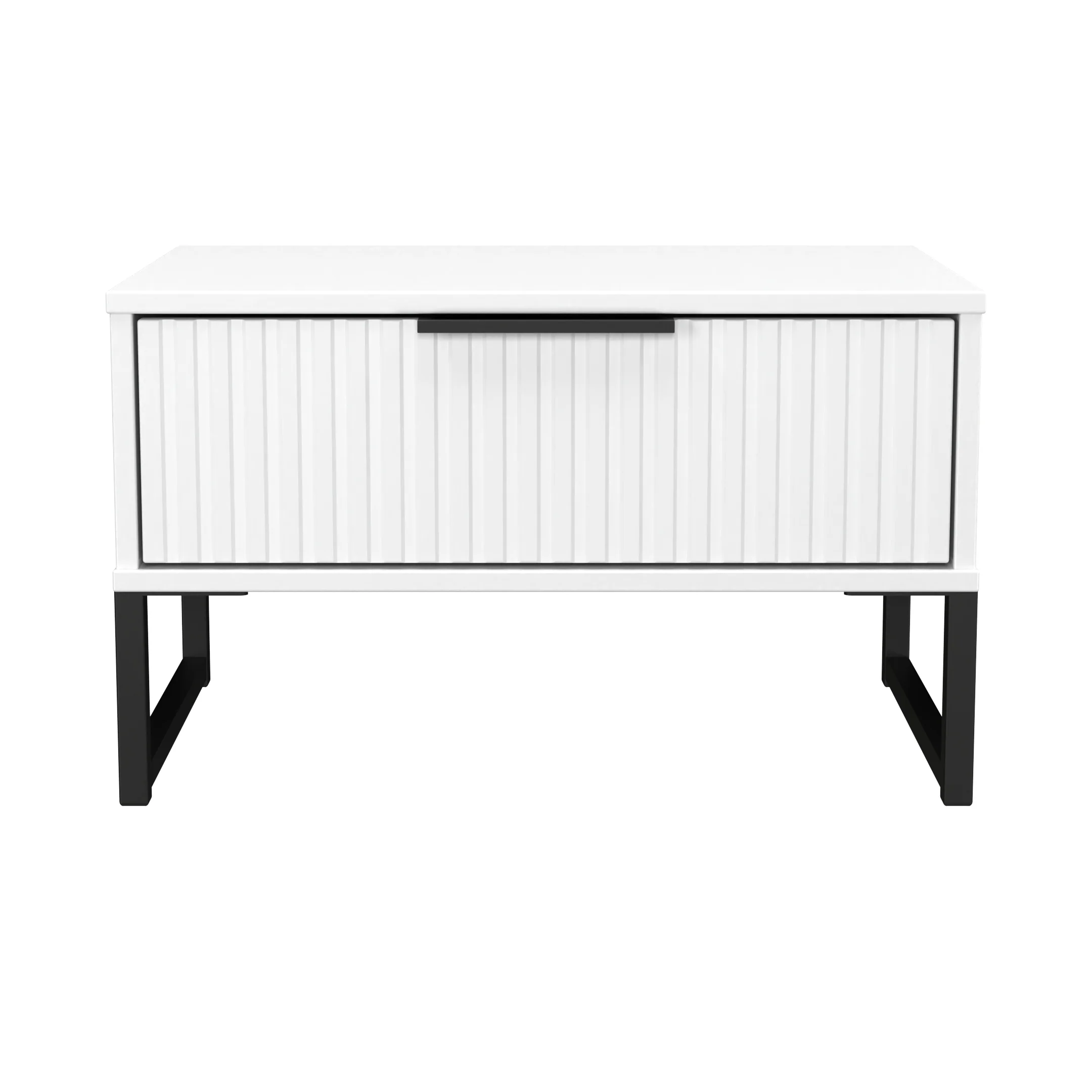 Fluted 1 Drawer Wide Side Table in White Matt - Ready Assembled - Image 2