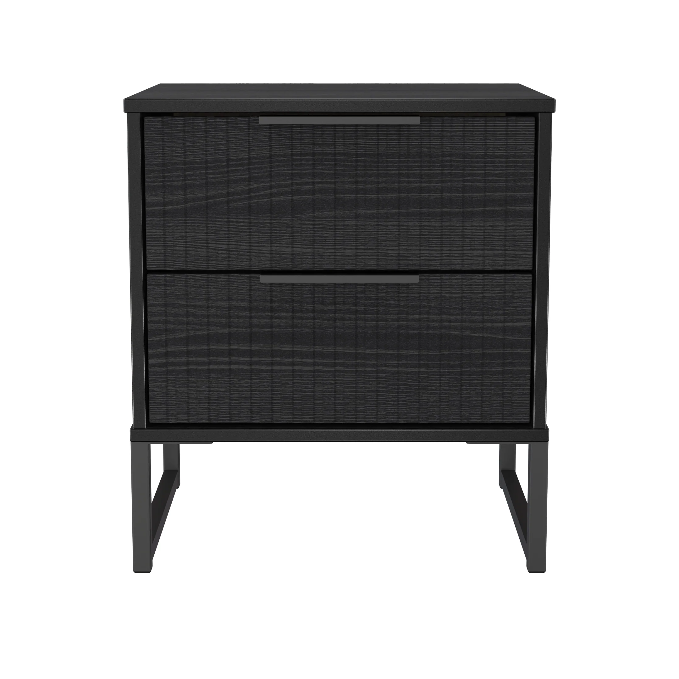 Fluted 2 Drawer Bedside in Black Ash - Ready Assembled - Image 2