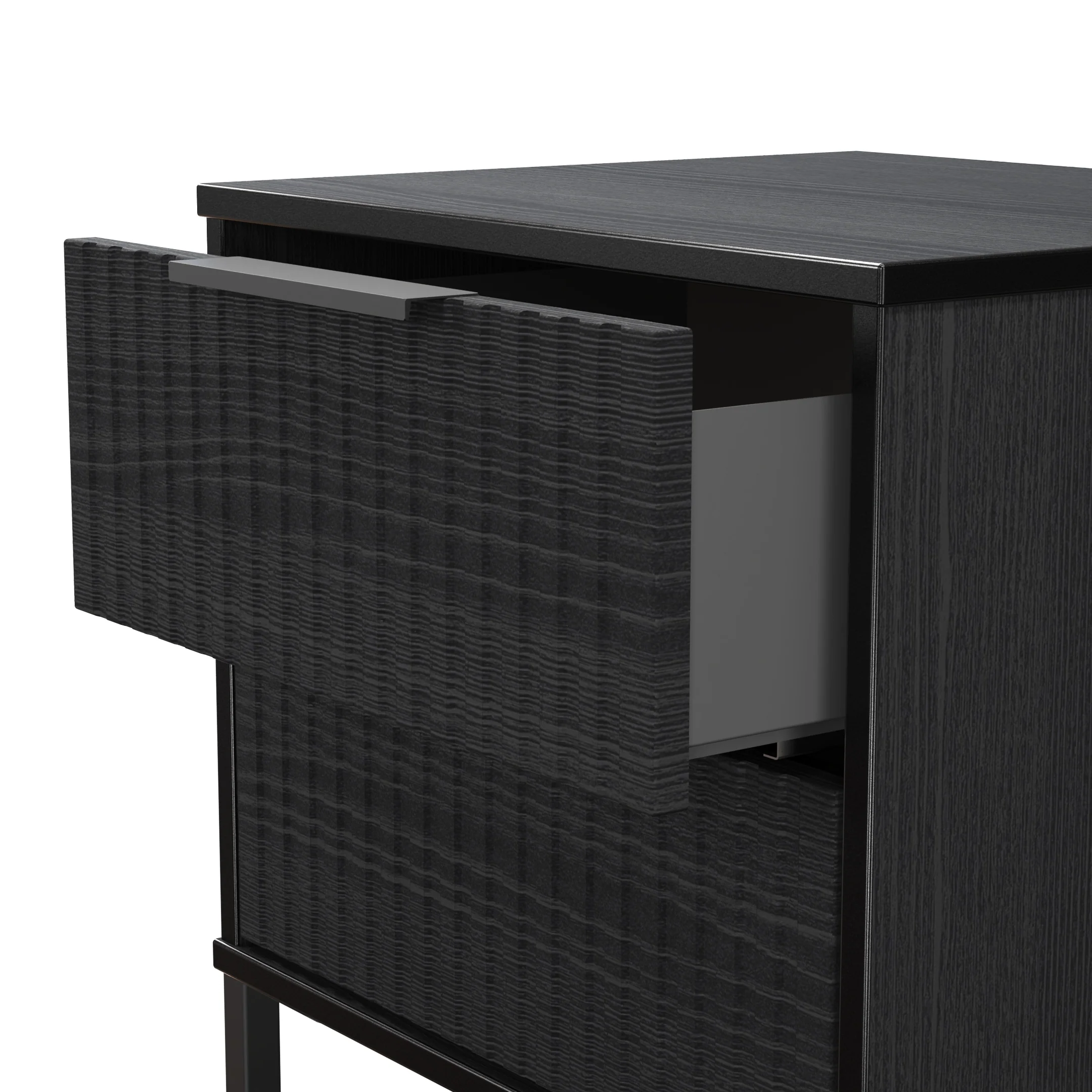Fluted 2 Drawer Bedside in Black Ash - Ready Assembled - Image 6