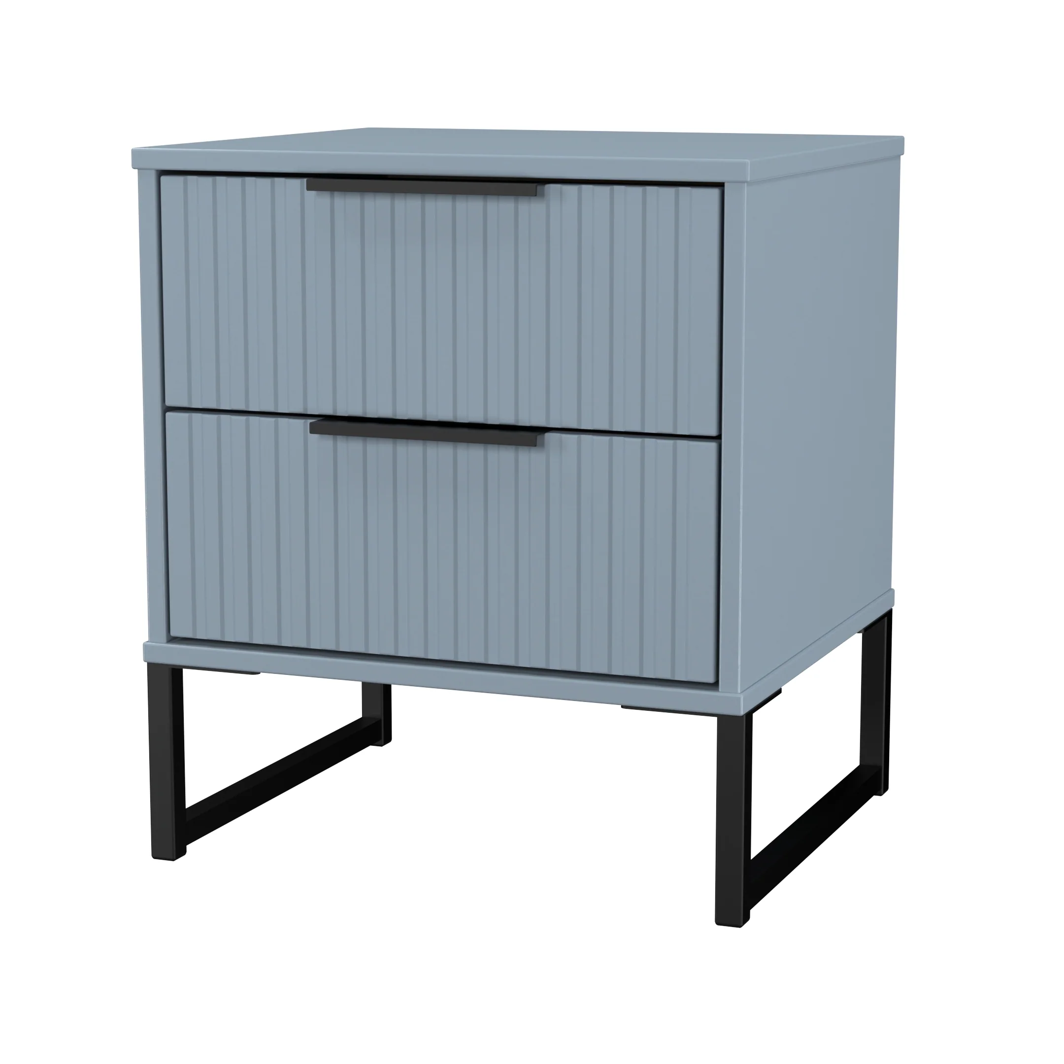 Fluted 2 Drawer Bedside in Denim Blue - Ready Assembled - Image 4