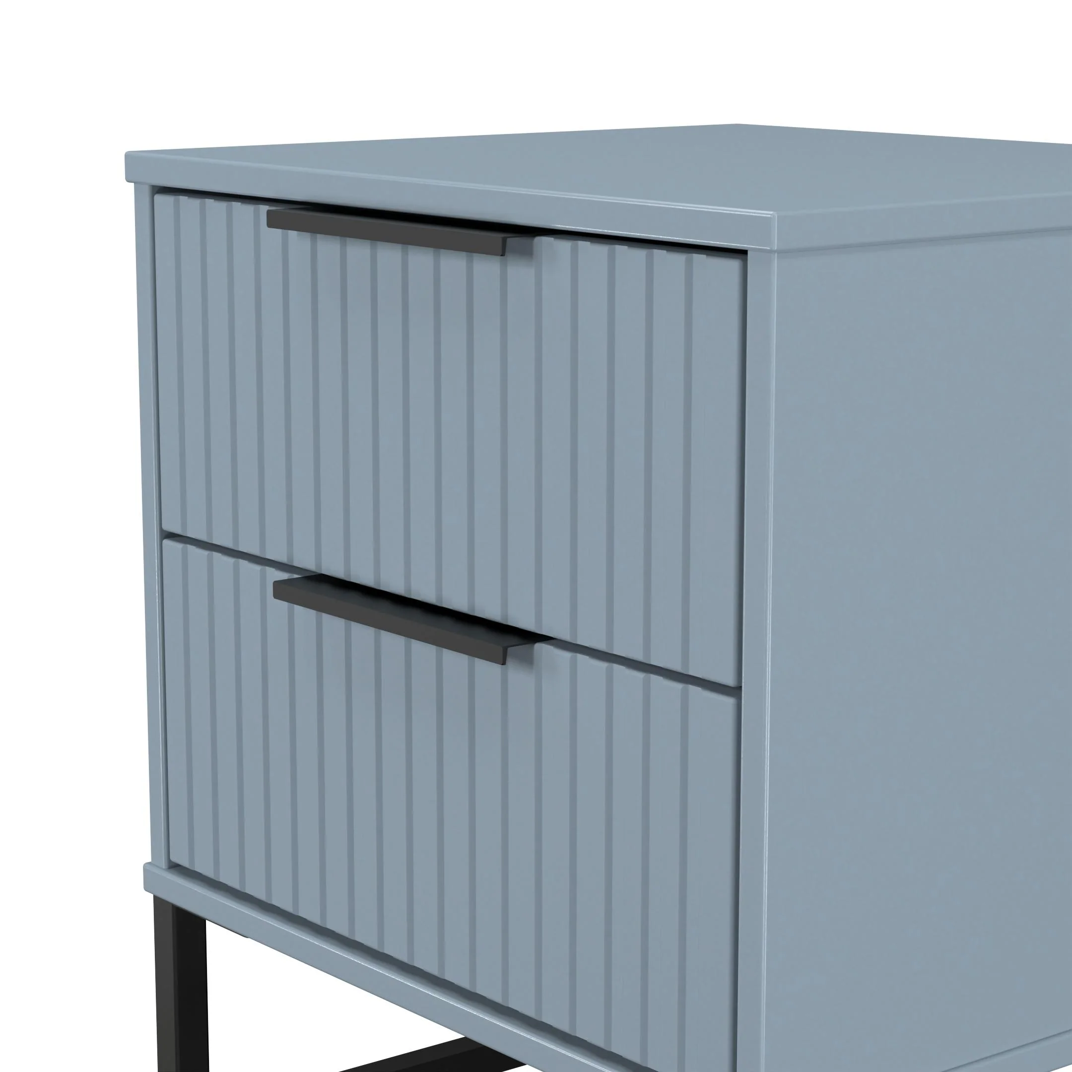Fluted 2 Drawer Bedside in Denim Blue - Ready Assembled - Image 5