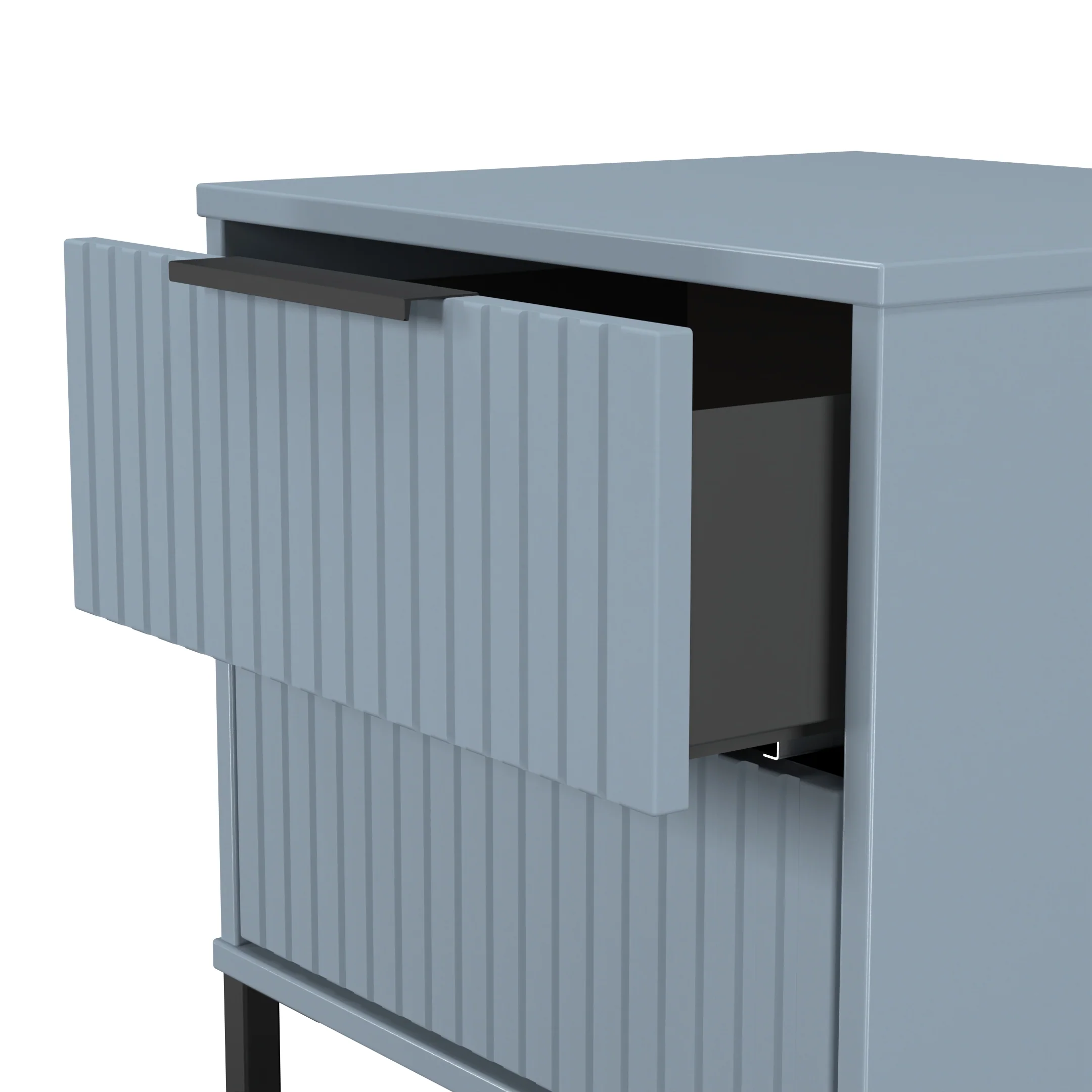 Fluted 2 Drawer Bedside in Denim Blue - Ready Assembled - Image 6