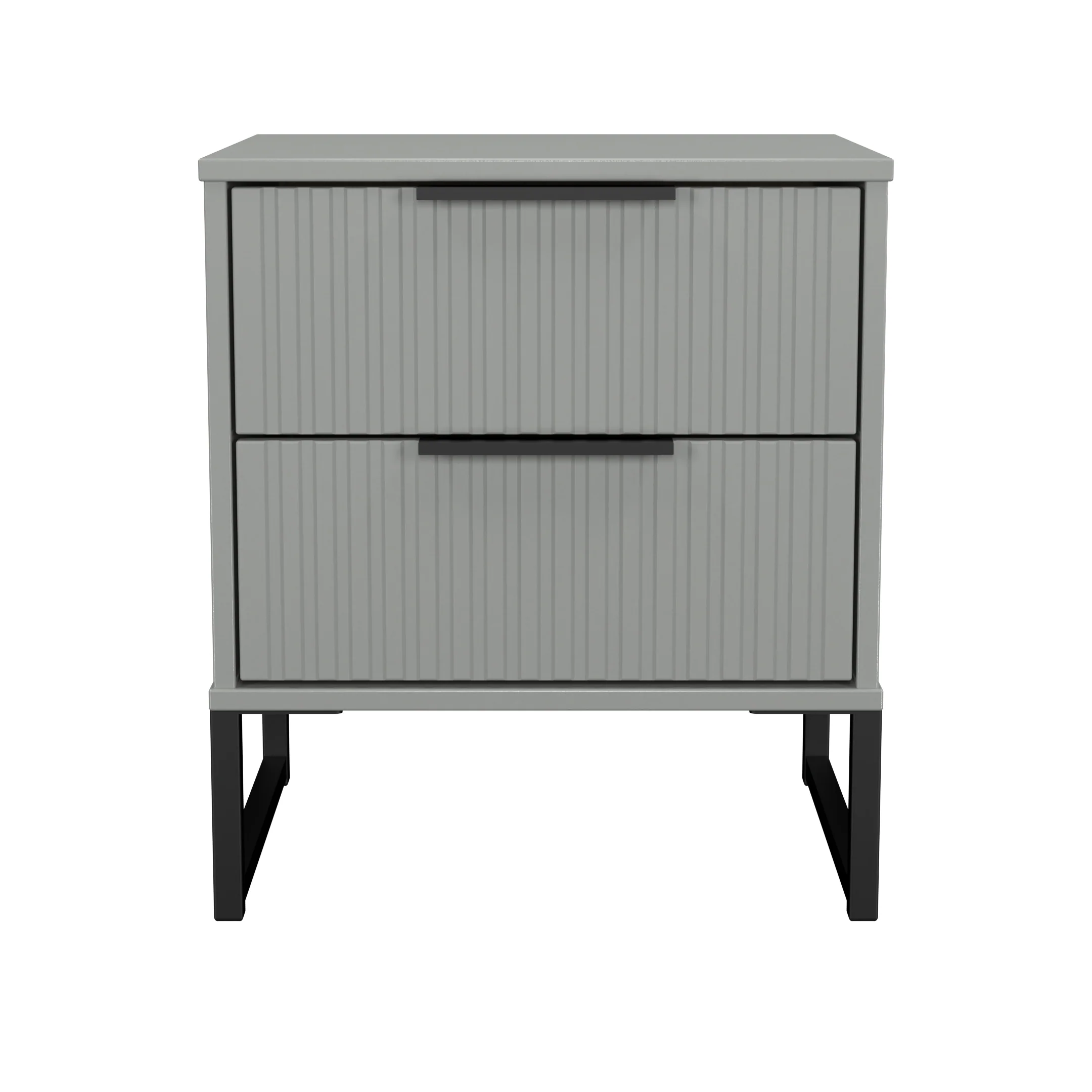 Fluted 2 Drawer Bedside in Dusk Grey - Ready Assembled - Image 2