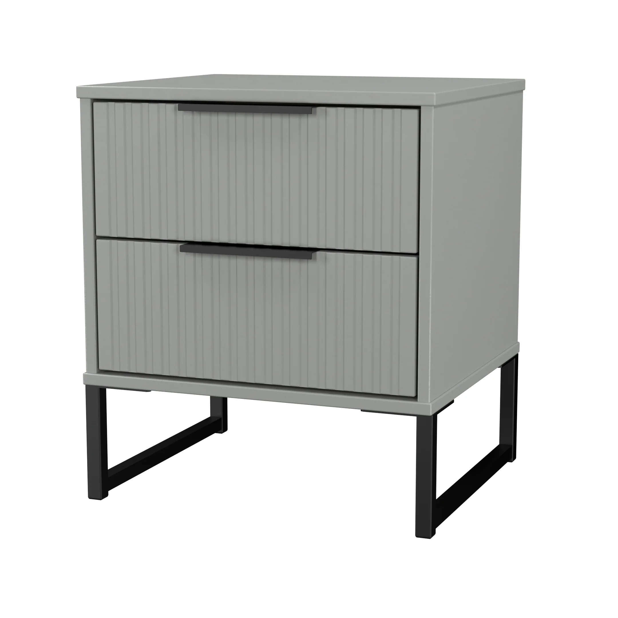 Fluted 2 Drawer Bedside in Dusk Grey - Ready Assembled - Image 4