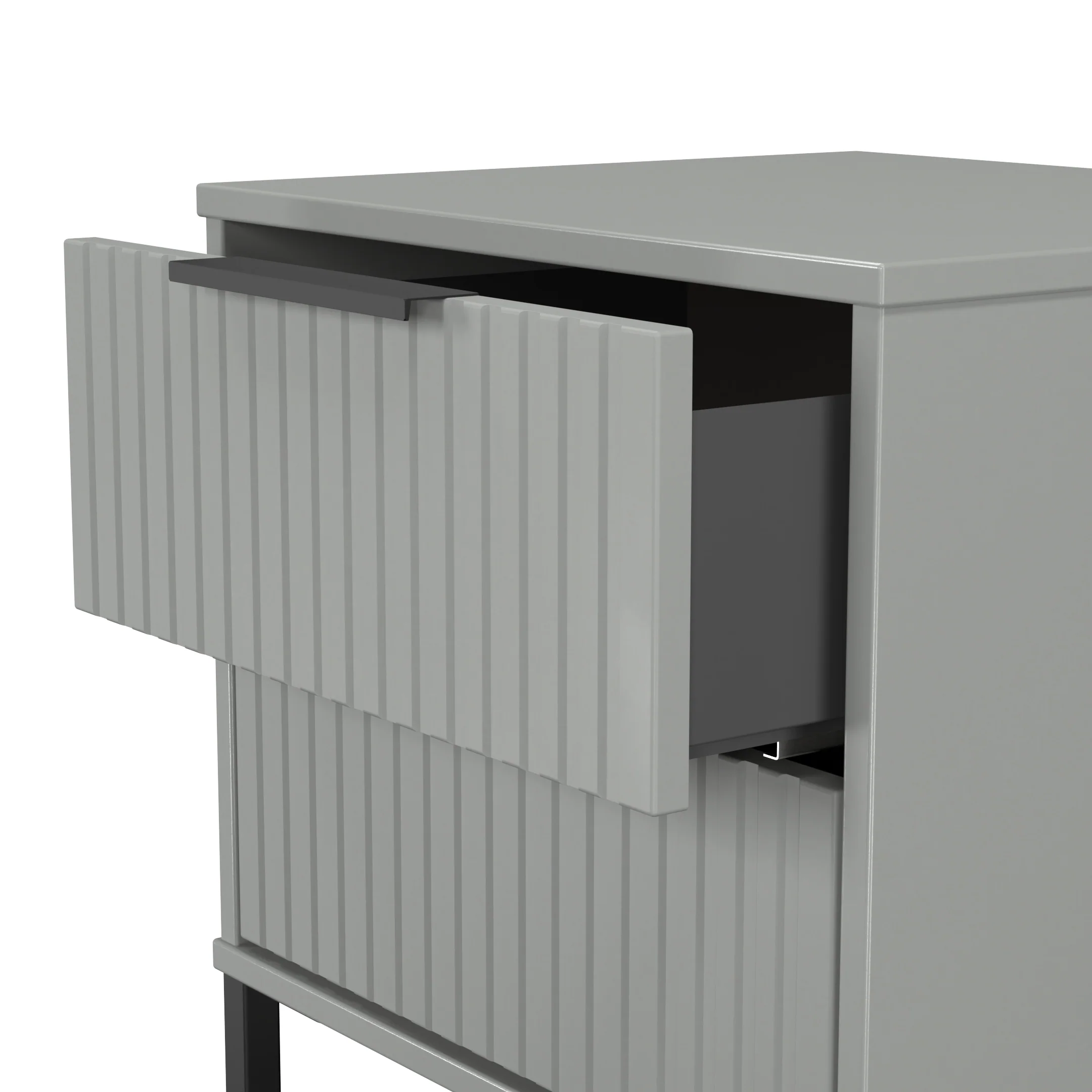 Fluted 2 Drawer Bedside in Dusk Grey - Ready Assembled - Image 6