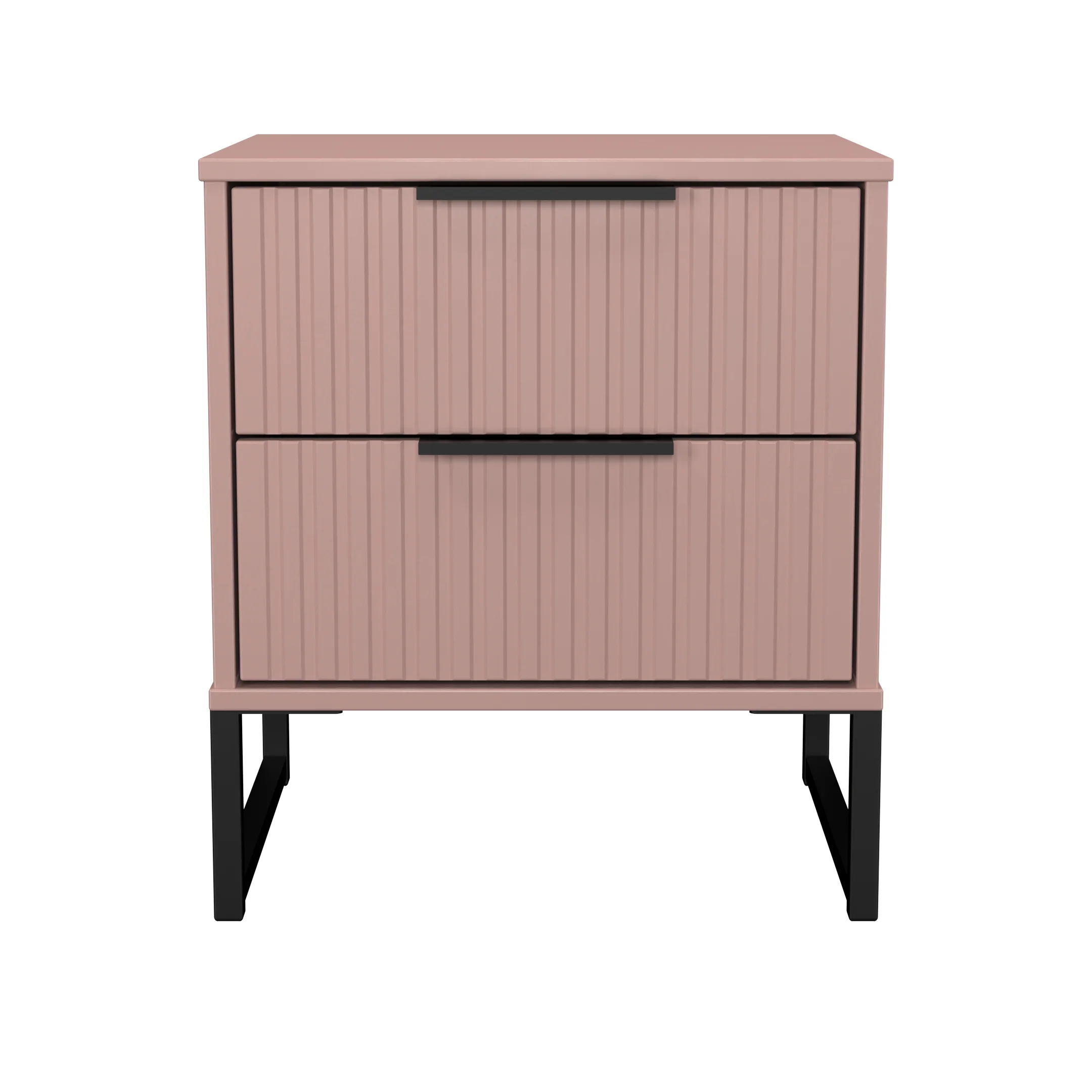 Fluted 2 Drawer Bedside in Kobe Pink - Ready Assembled - Image 2