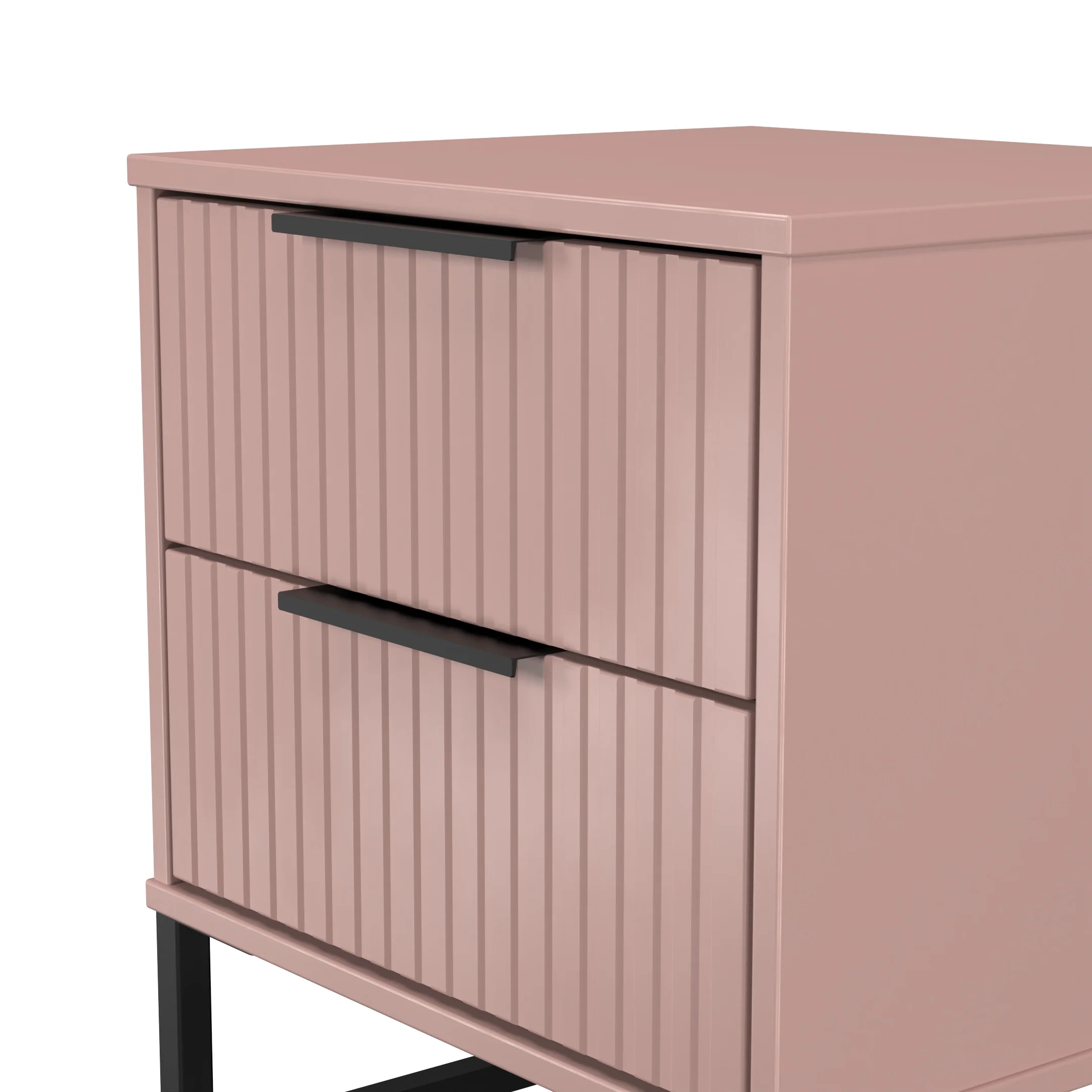 Fluted 2 Drawer Bedside in Kobe Pink - Ready Assembled - Image 5