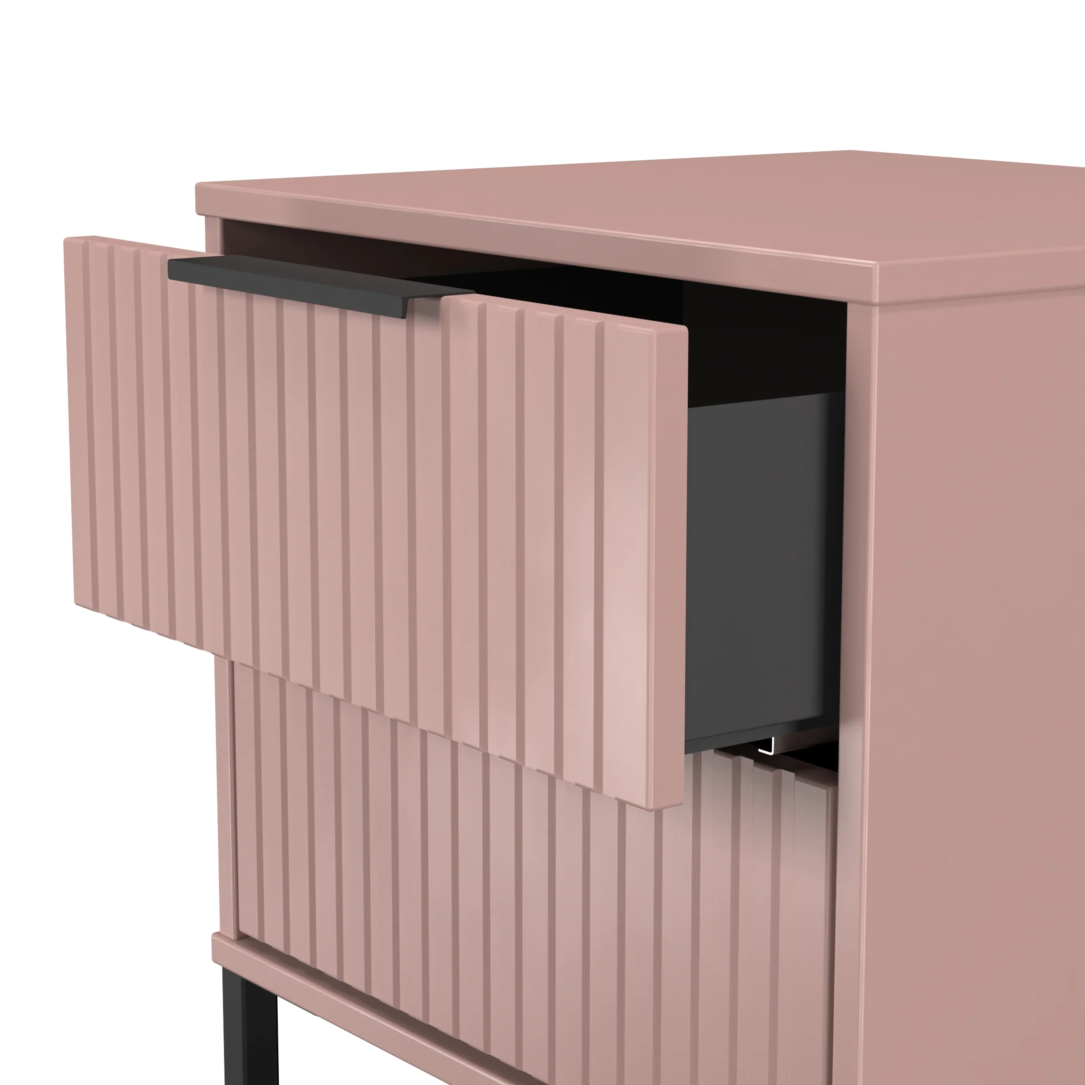 Fluted 2 Drawer Bedside in Kobe Pink - Ready Assembled - Image 6