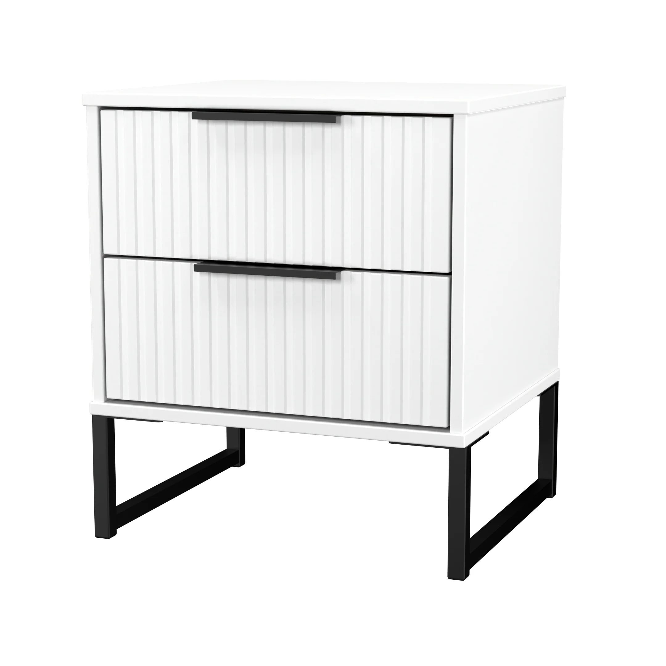 Fluted 2 Drawer Bedside in White Matt - Ready Assembled - Image 4
