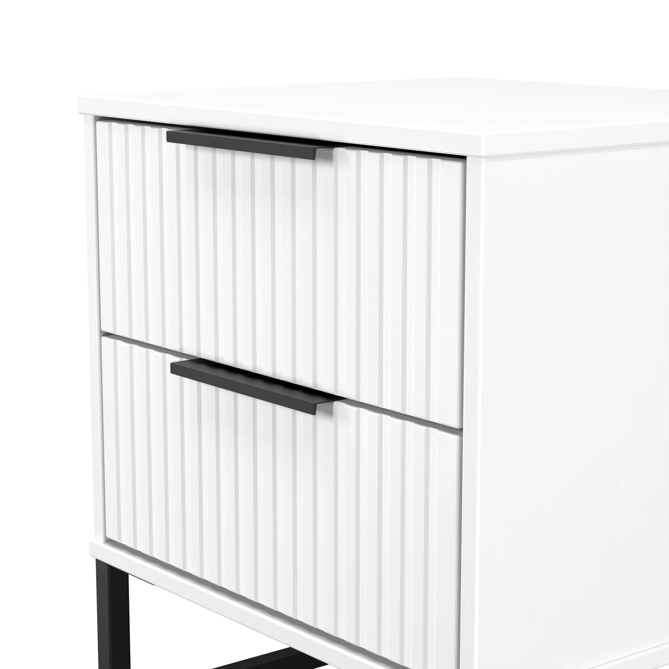 Fluted 2 Drawer Bedside in White Matt - Ready Assembled - Image 5