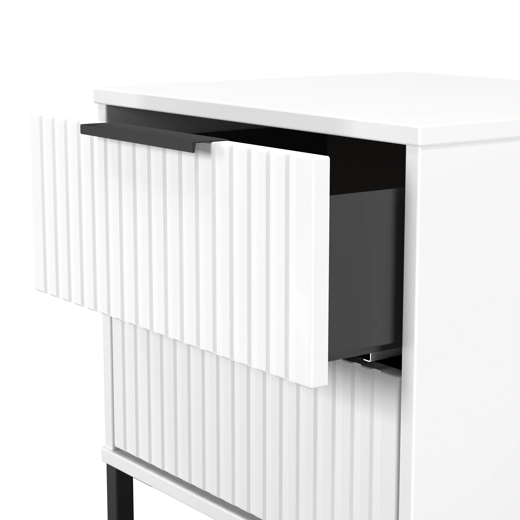 Fluted 2 Drawer Bedside in White Matt - Ready Assembled - Image 6