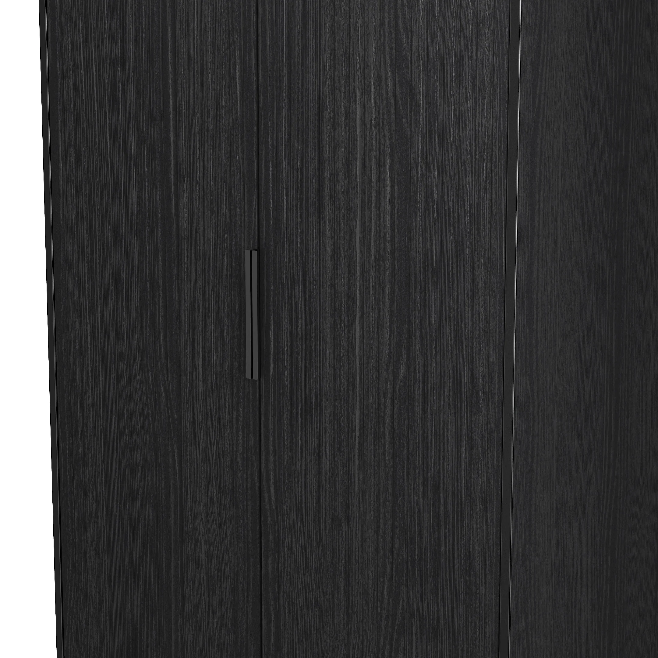 Fluted 2 Drawer Double Wardrobe in Black Ash - Ready Assembled - Image 5