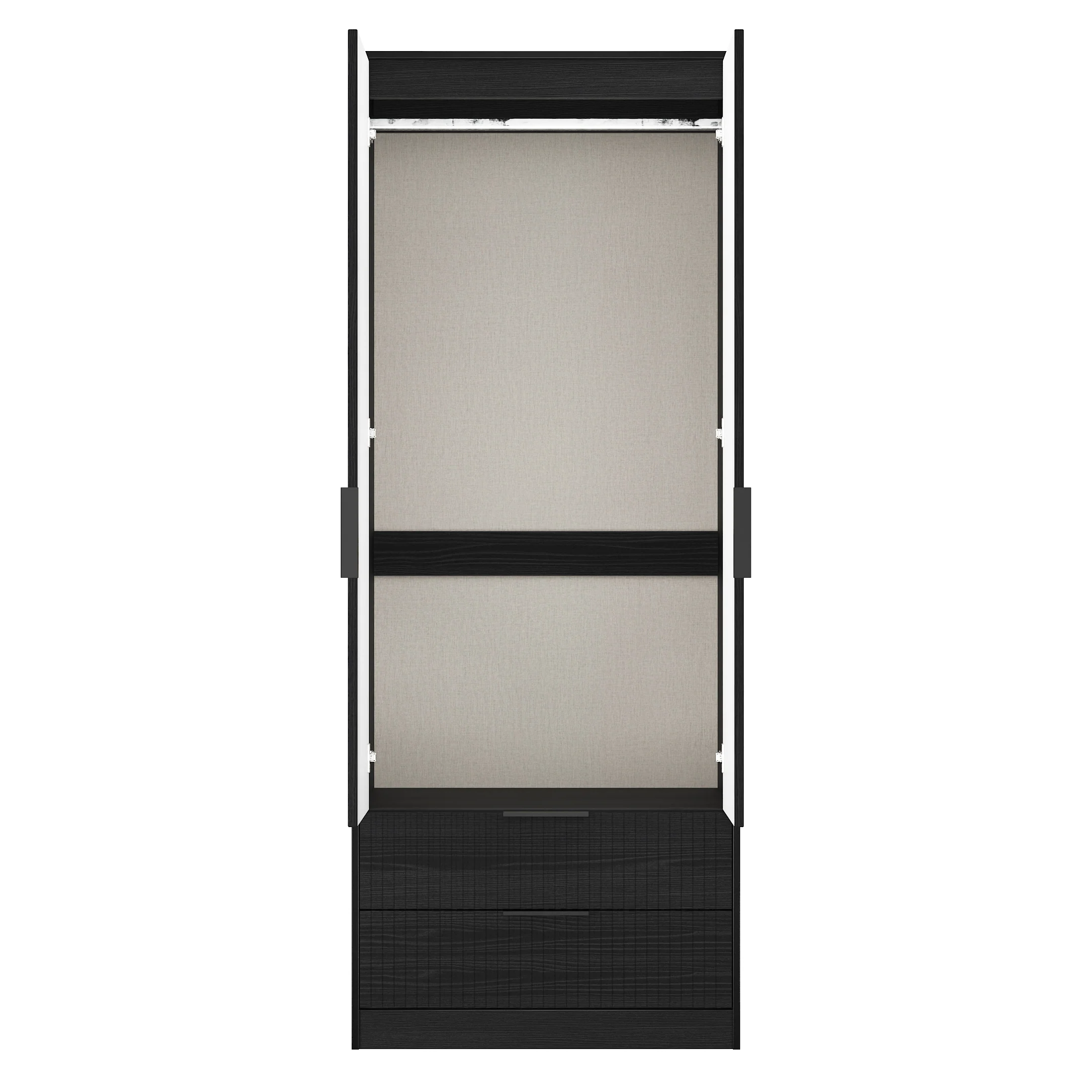 Fluted 2 Drawer Double Wardrobe in Black Ash - Ready Assembled - Image 8