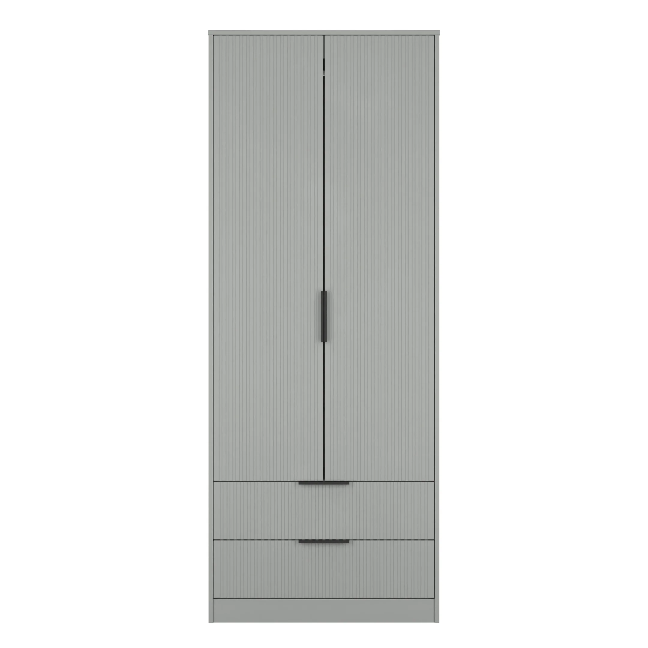 Fluted 2 Drawer Double Wardrobe in Dusk Grey - Ready Assembled - Image 2