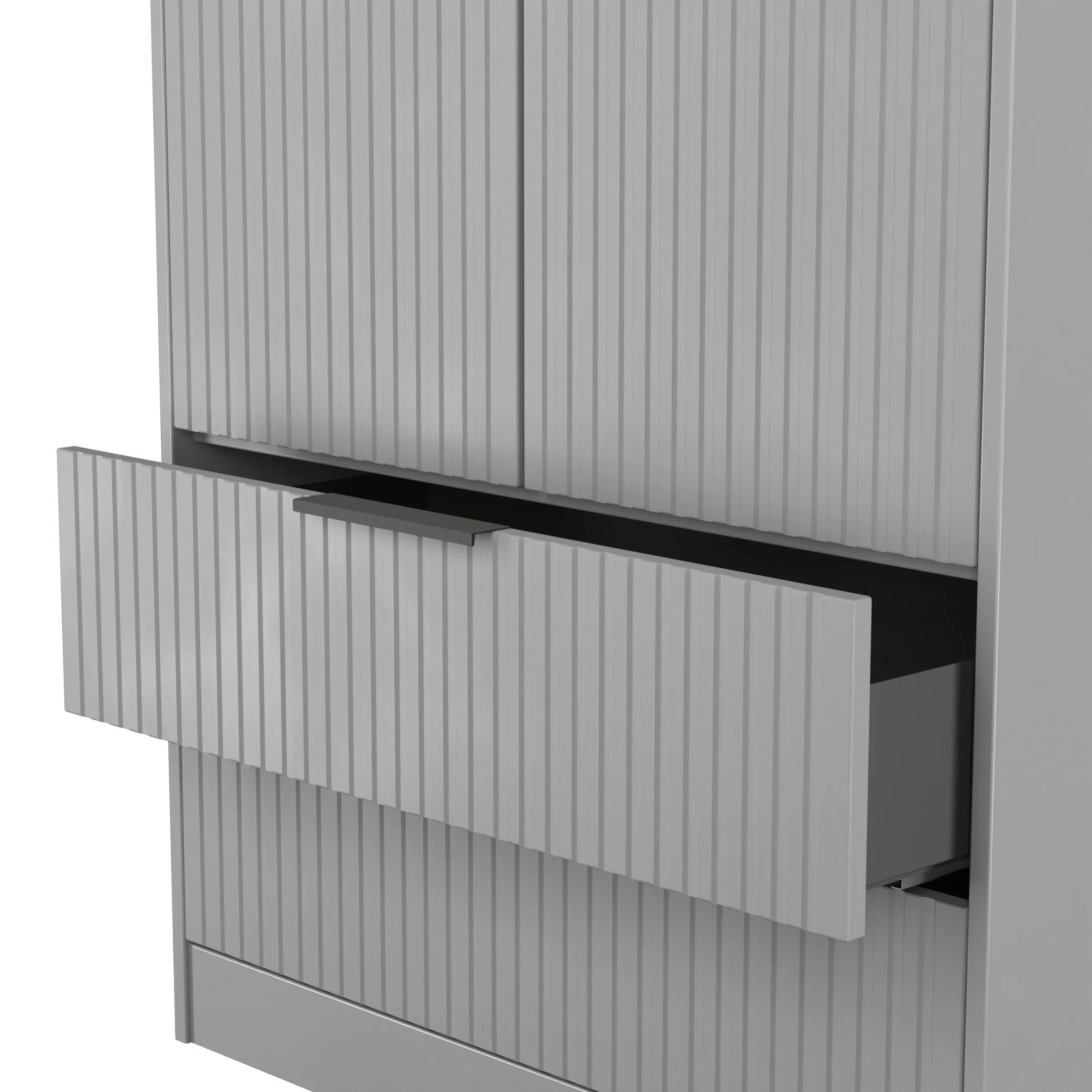 Fluted 2 Drawer Double Wardrobe in Dusk Grey - Ready Assembled - Image 7