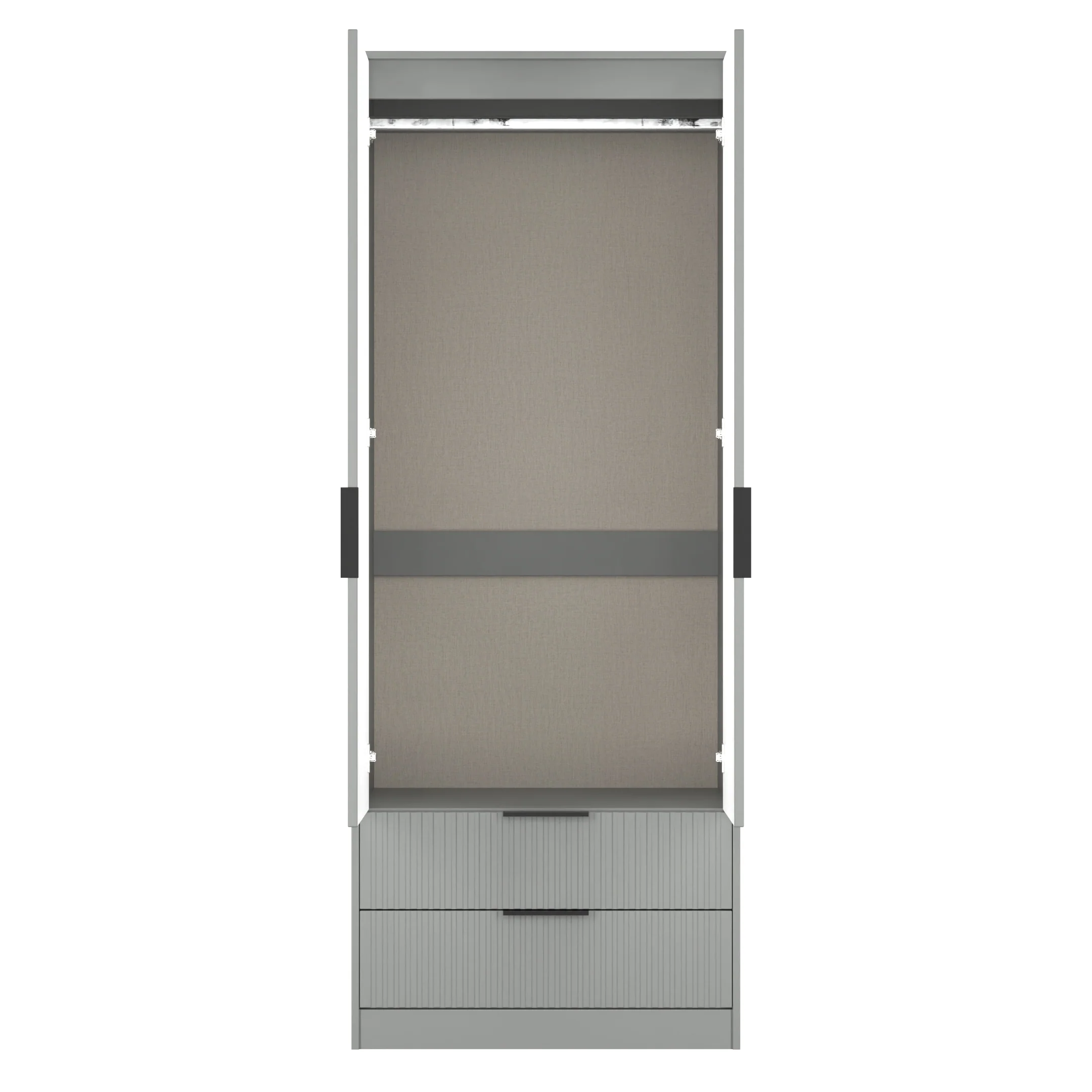 Fluted 2 Drawer Double Wardrobe in Dusk Grey - Ready Assembled - Image 8