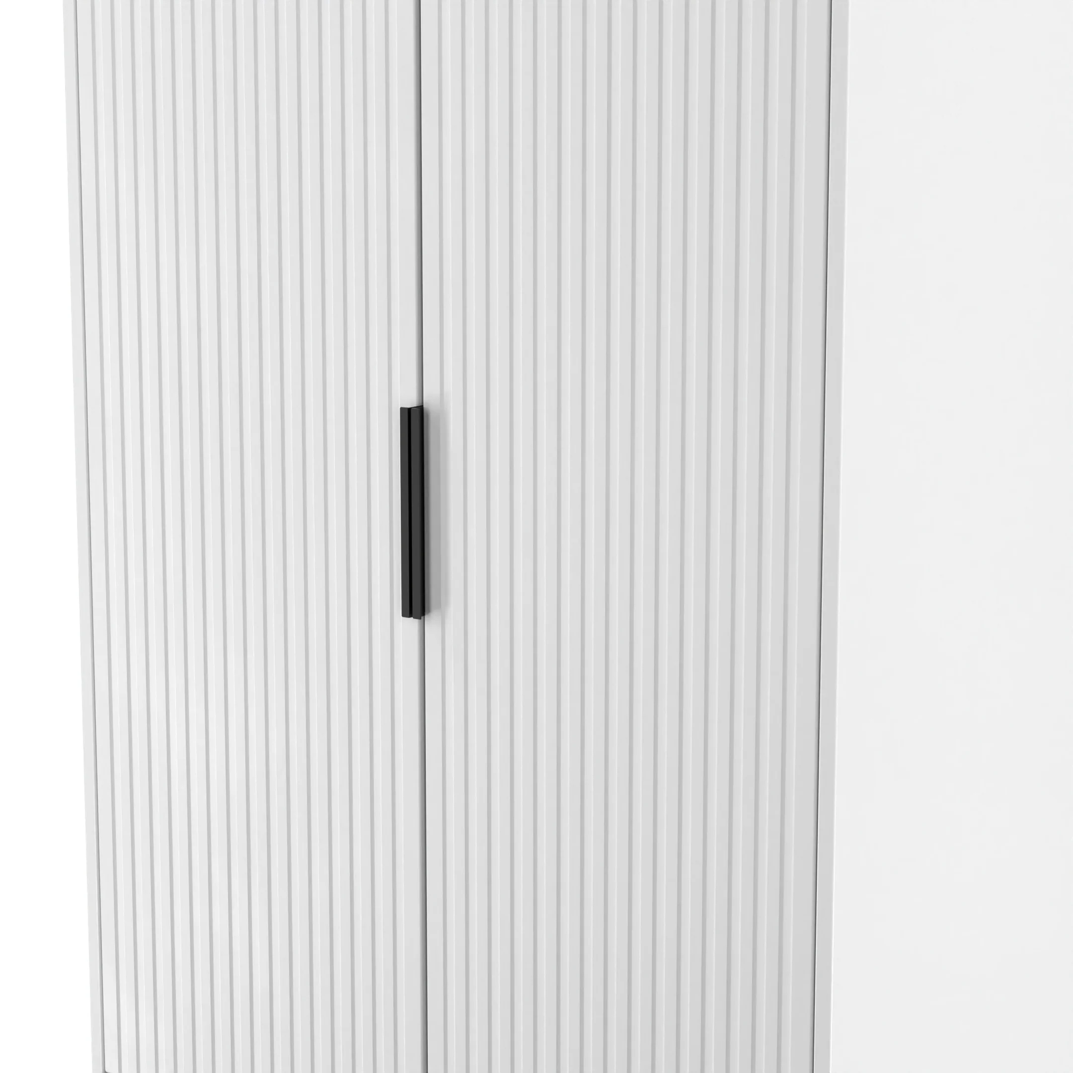 Fluted 2 Drawer Double Wardrobe in White Matt - Ready Assembled - Image 5