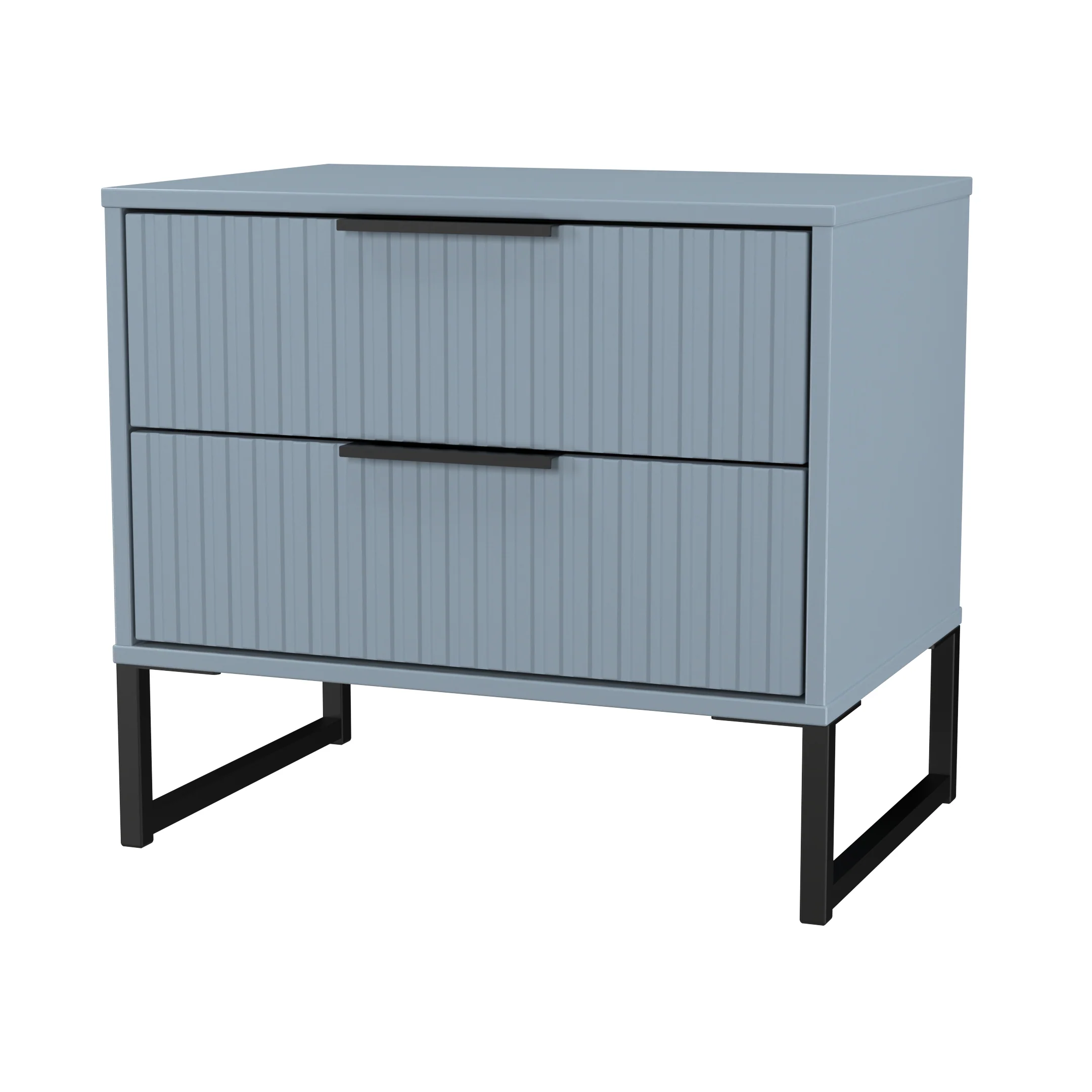 Fluted 2 Drawer Side Table in Denim Blue - Ready Assembled - Image 4