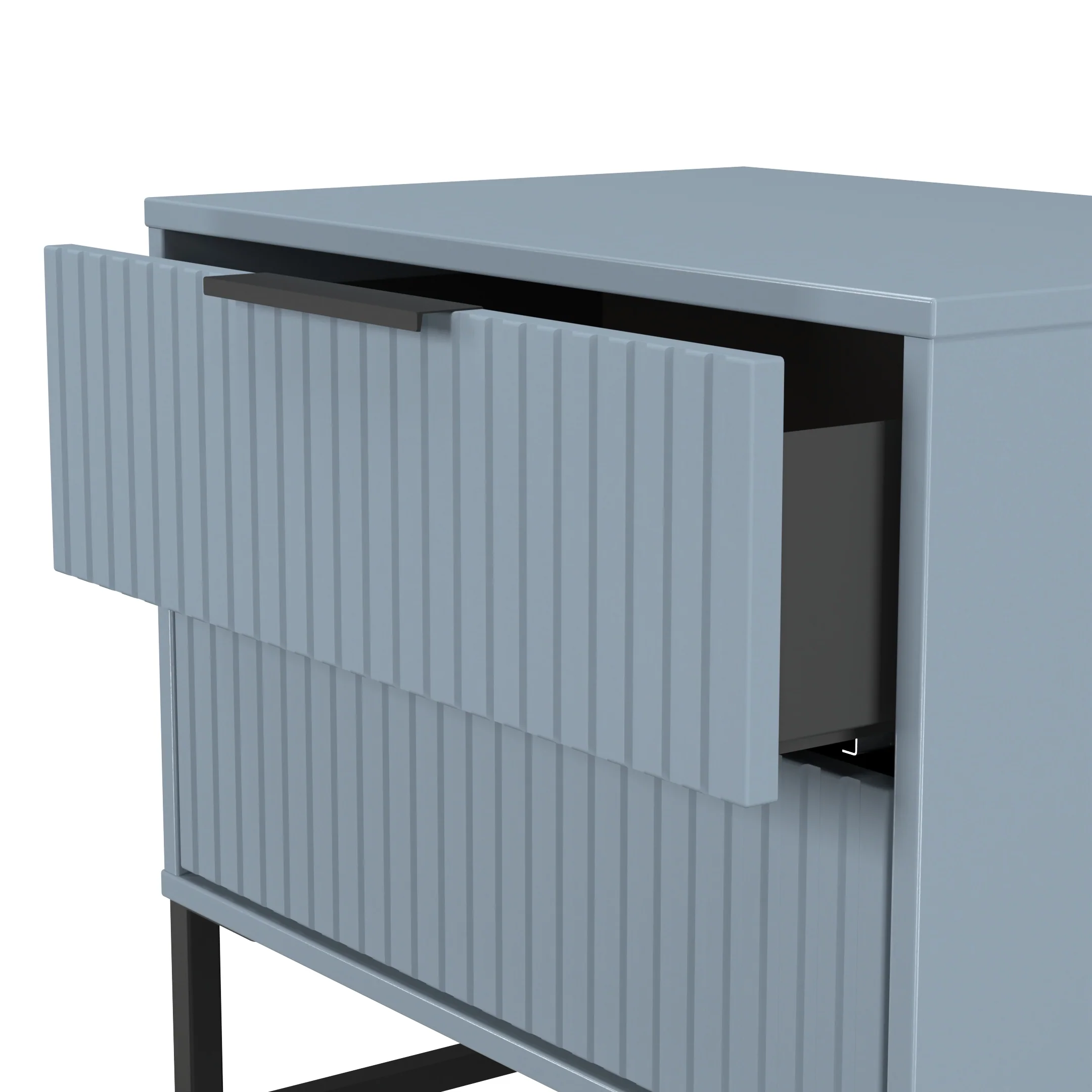 Fluted 2 Drawer Side Table in Denim Blue - Ready Assembled - Image 6
