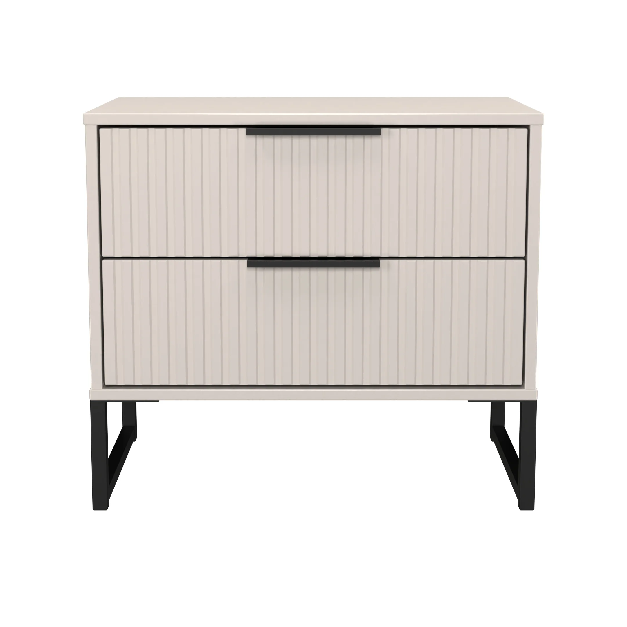 Fluted 2 Drawer Side Table in Kashmir Matt - Ready Assembled
