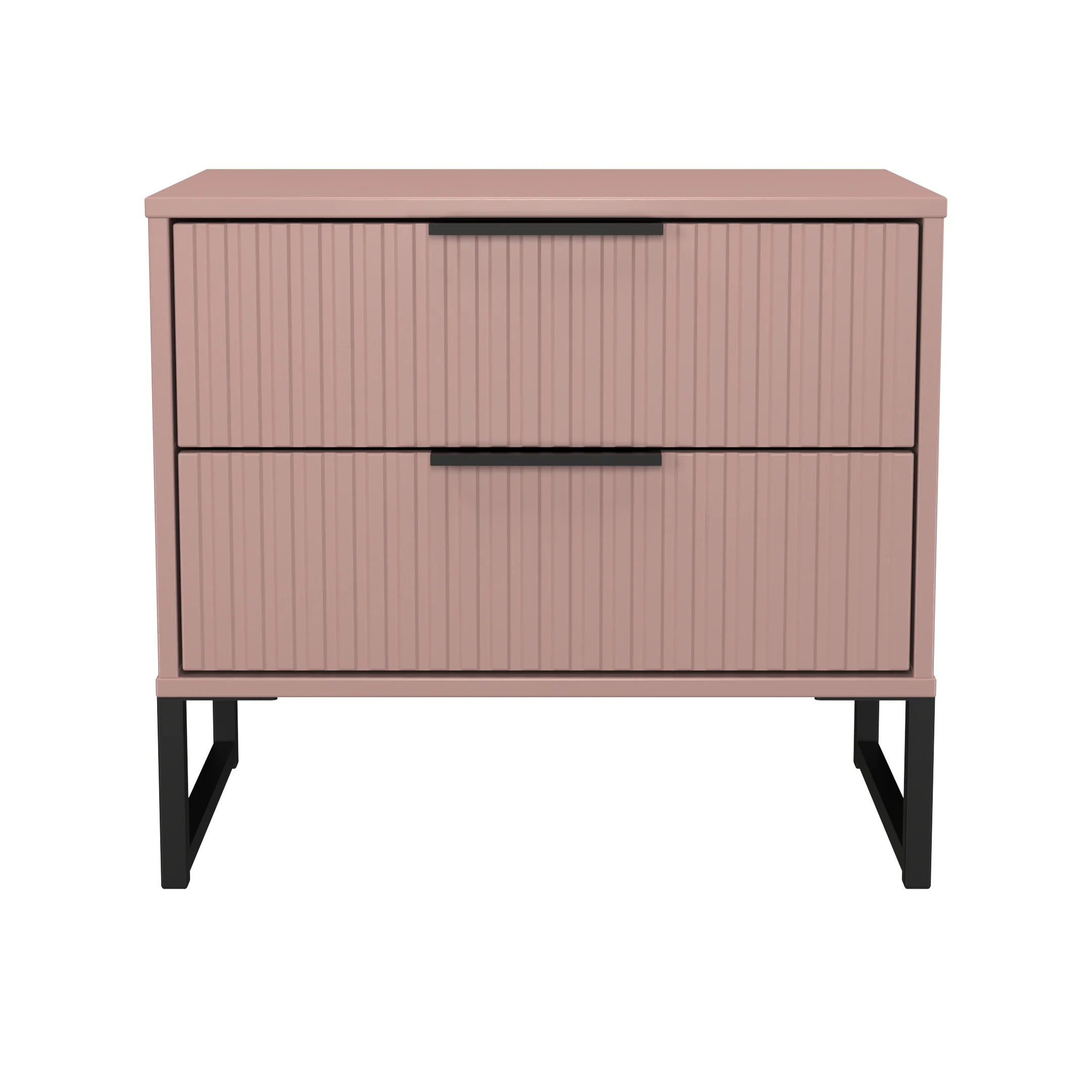 Fluted 2 Drawer Side Table in Kobe Pink - Ready Assembled - Image 2