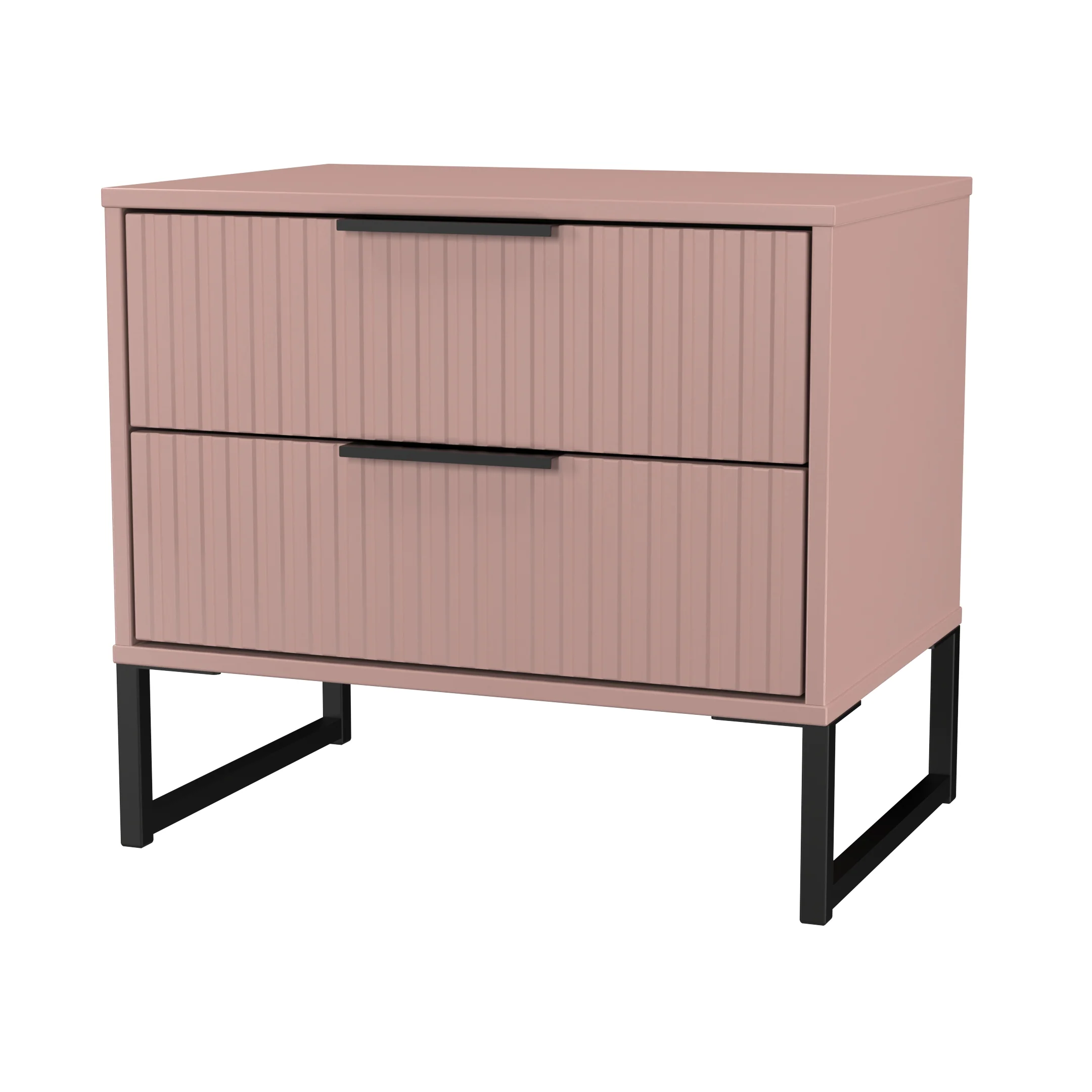 Fluted 2 Drawer Side Table in Kobe Pink - Ready Assembled - Image 4
