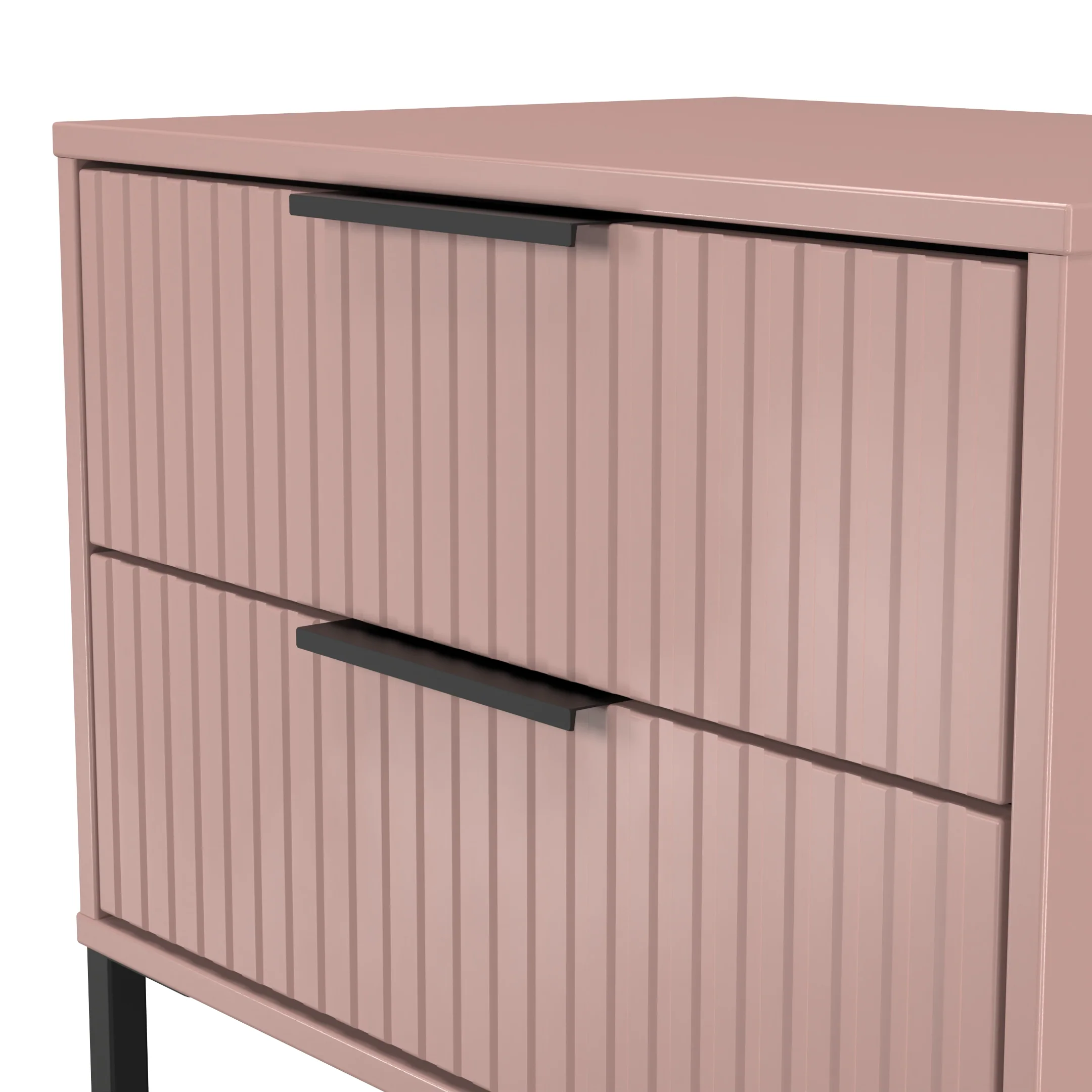 Fluted 2 Drawer Side Table in Kobe Pink - Ready Assembled - Image 5