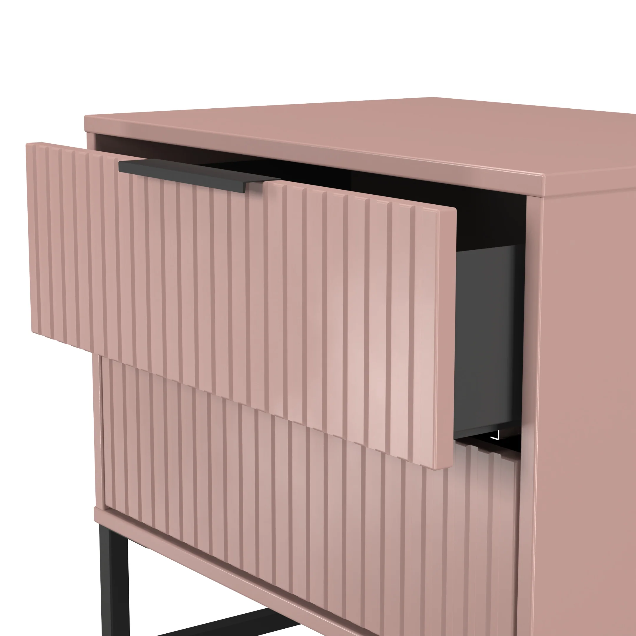 Fluted 2 Drawer Side Table in Kobe Pink - Ready Assembled - Image 6