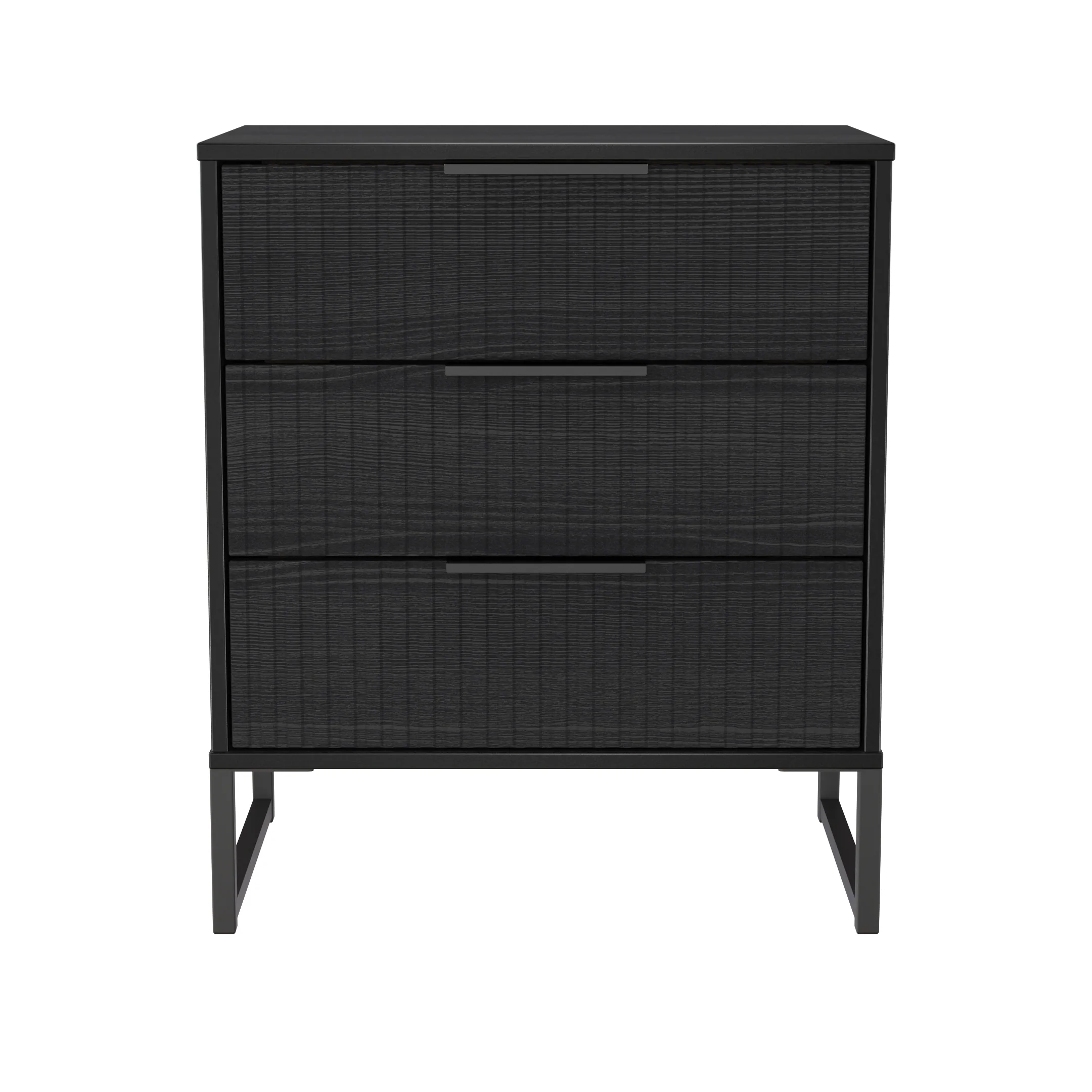 Fluted 3 Drawer Chest in Black Ash - Ready Assembled - Image 2