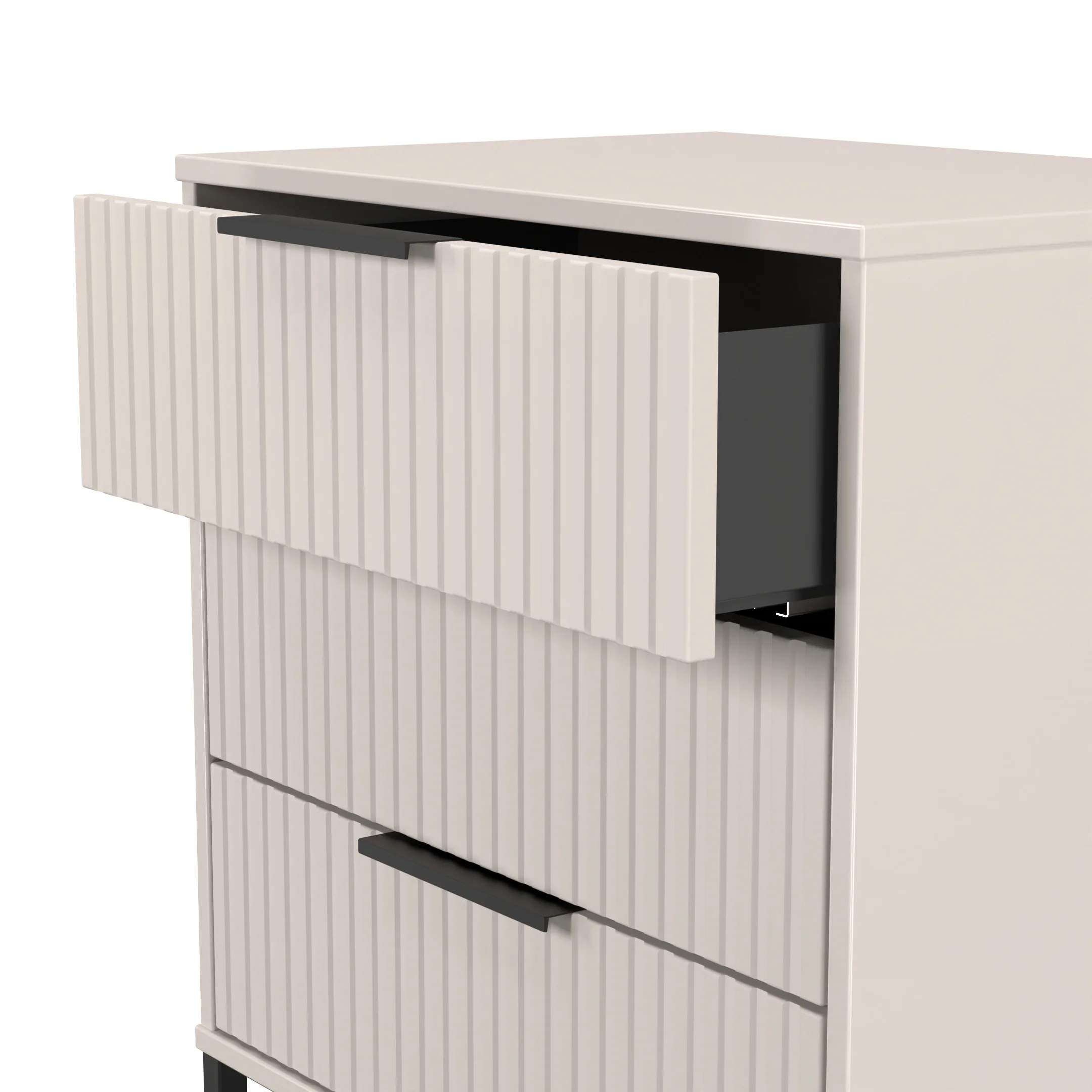 Fluted 3 Drawer Chest in Kashmir Matt - Ready Assembled - Image 5