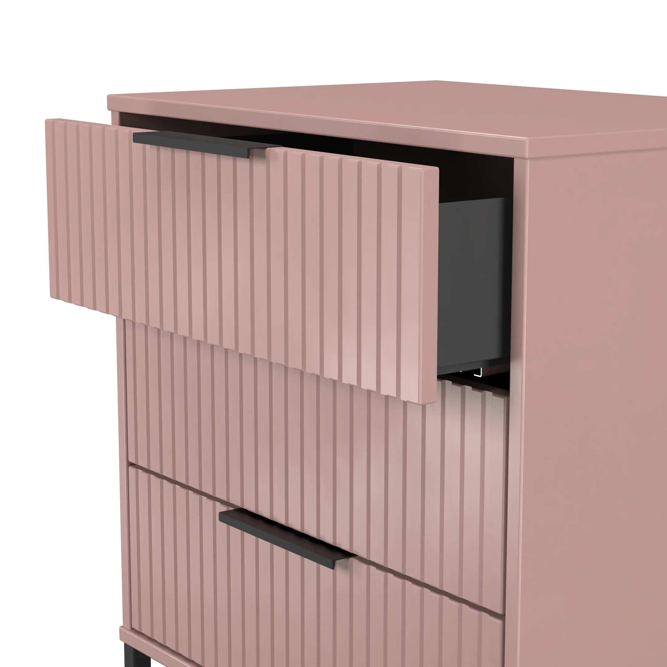 Fluted 3 Drawer Chest in Kobe Pink - Ready Assembled - Image 6