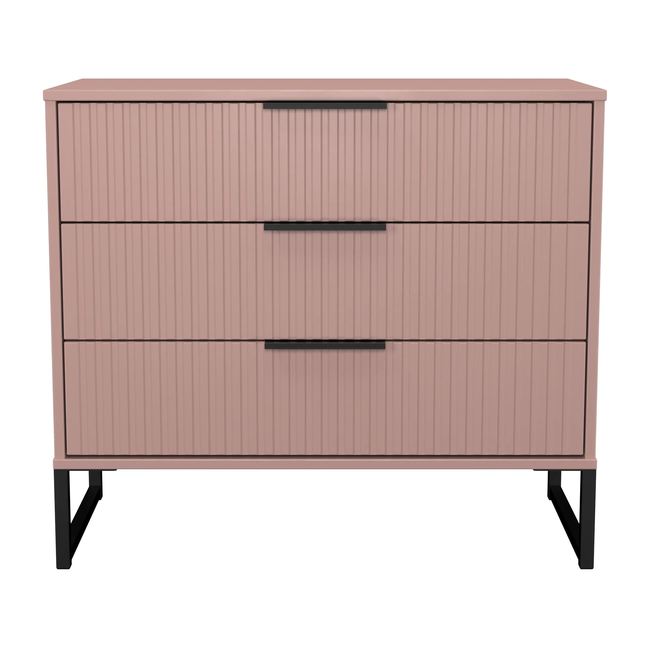 Fluted 3 Drawer Chest in Kobe Pink - Ready Assembled - Image 2
