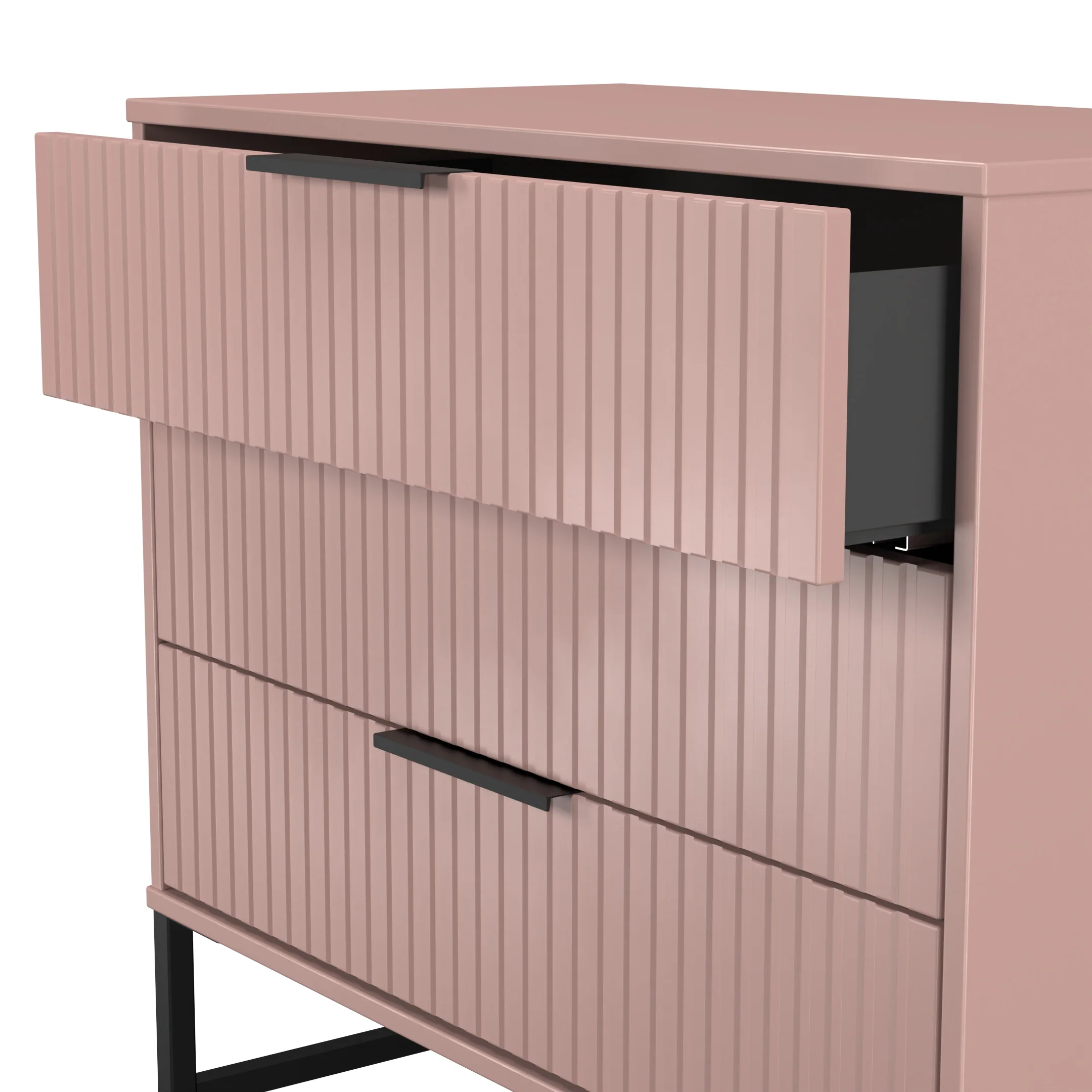 Fluted 3 Drawer Chest in Kobe Pink - Ready Assembled - Image 6