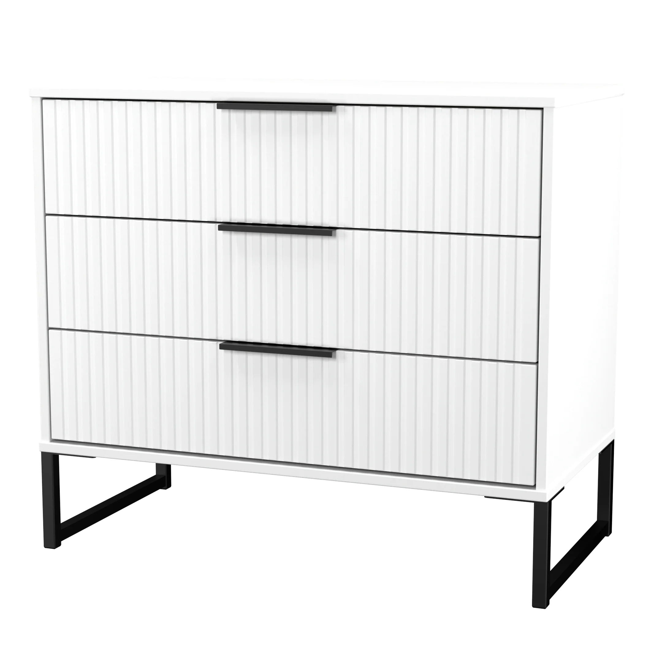 Fluted 3 Drawer Chest in White Matt - Ready Assembled - Image 4