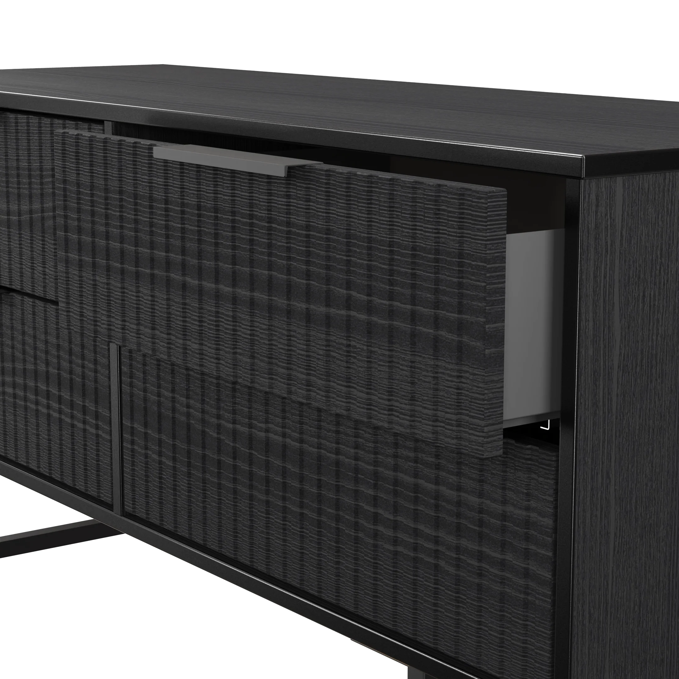 Fluted 4 Drawer Bedbox in Black Ash - Ready Assembled - Image 6