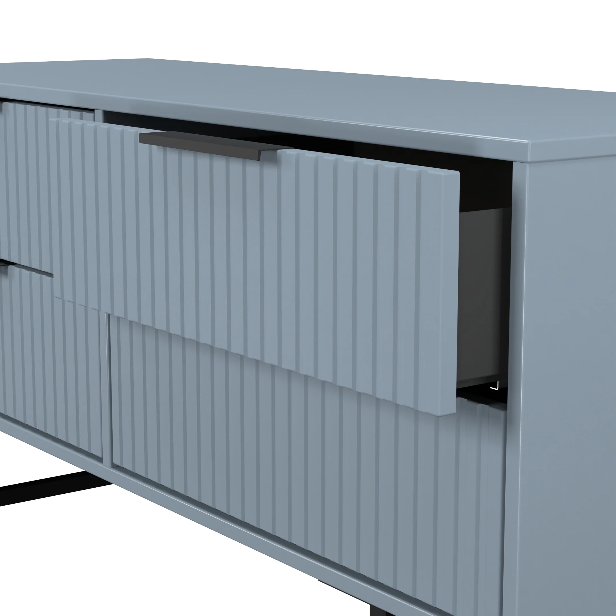 Fluted 4 Drawer Bedbox in Denim Blue - Ready Assembled - Image 6
