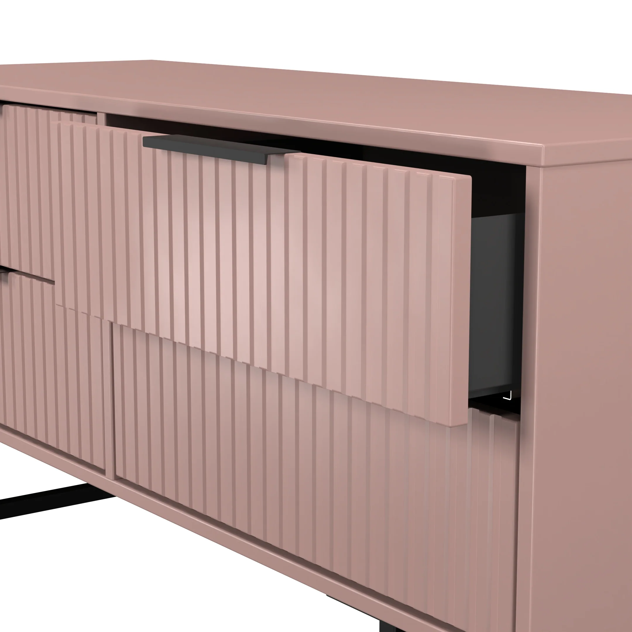Fluted 4 Drawer Bedbox in Kobe Pink - Ready Assembled - Image 6
