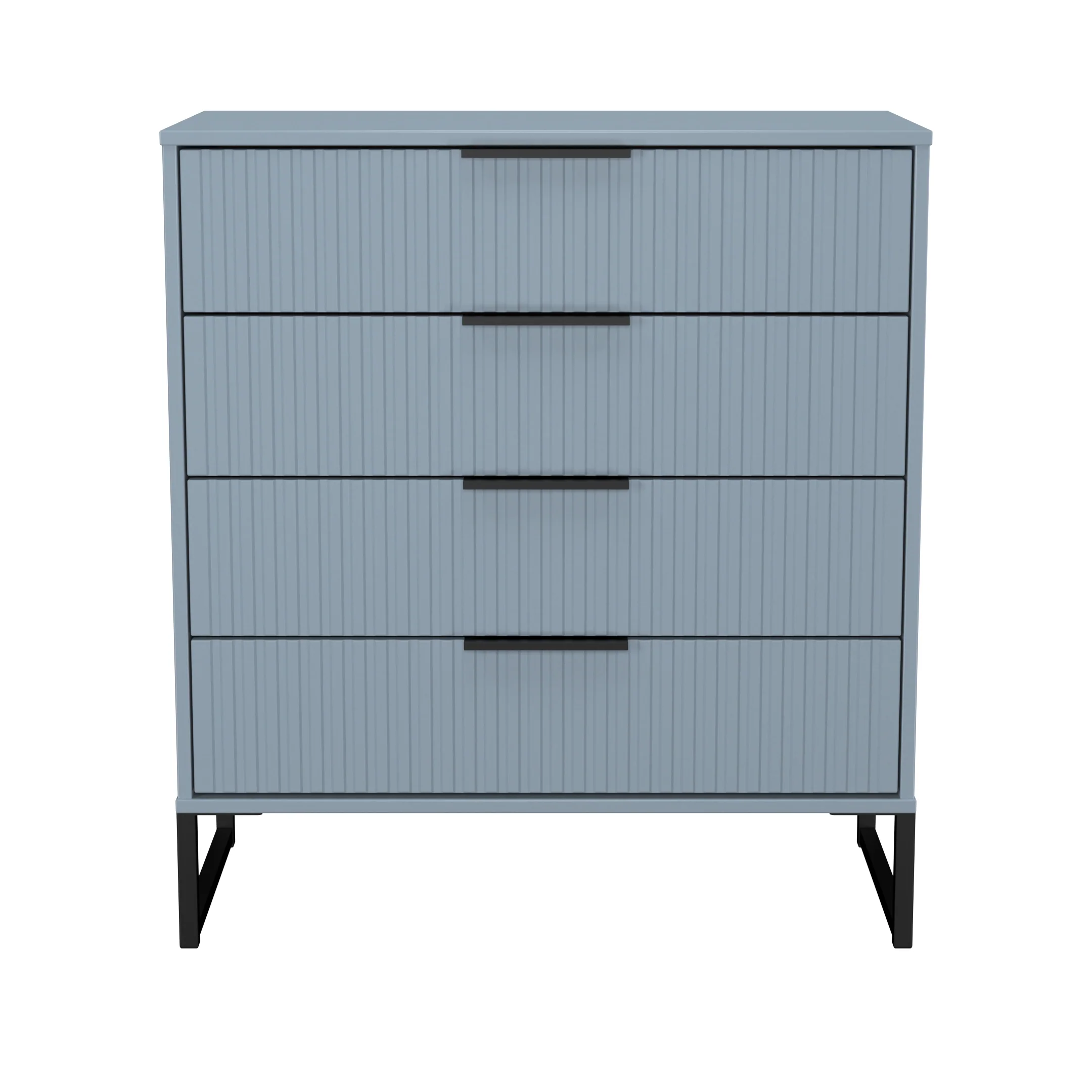 Fluted 4 Drawer Chest in Denim Blue - Ready Assembled - Image 2
