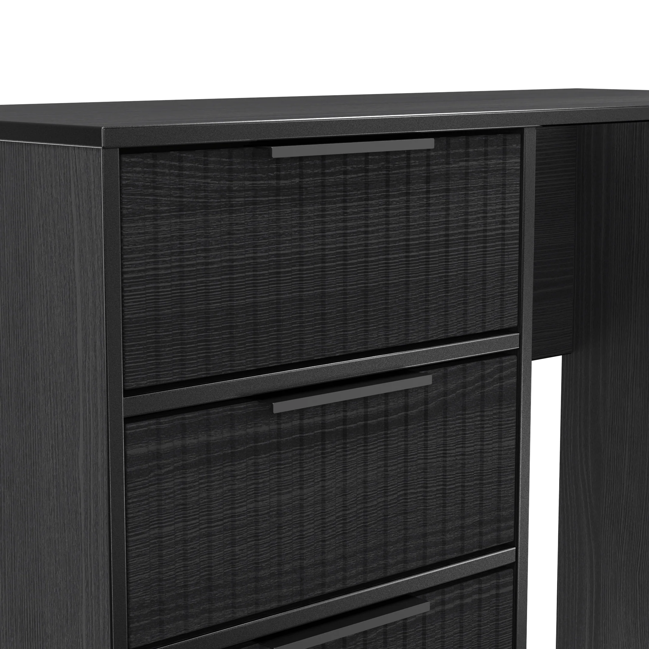 Fluted 4 Drawer Vanity in Black Ash - Ready Assembled - Image 5