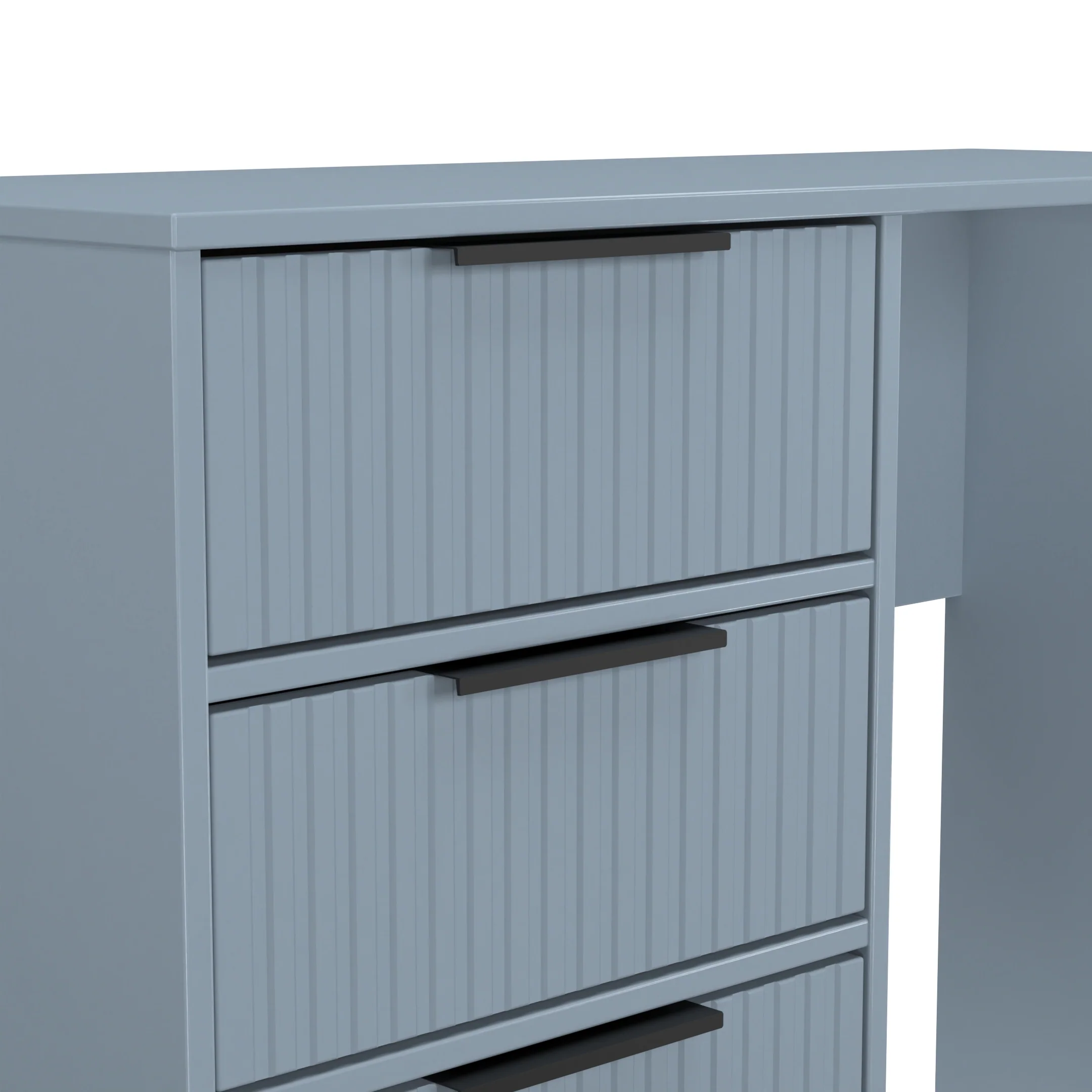 Fluted 4 Drawer Vanity in Denim Blue - Ready Assembled - Image 5