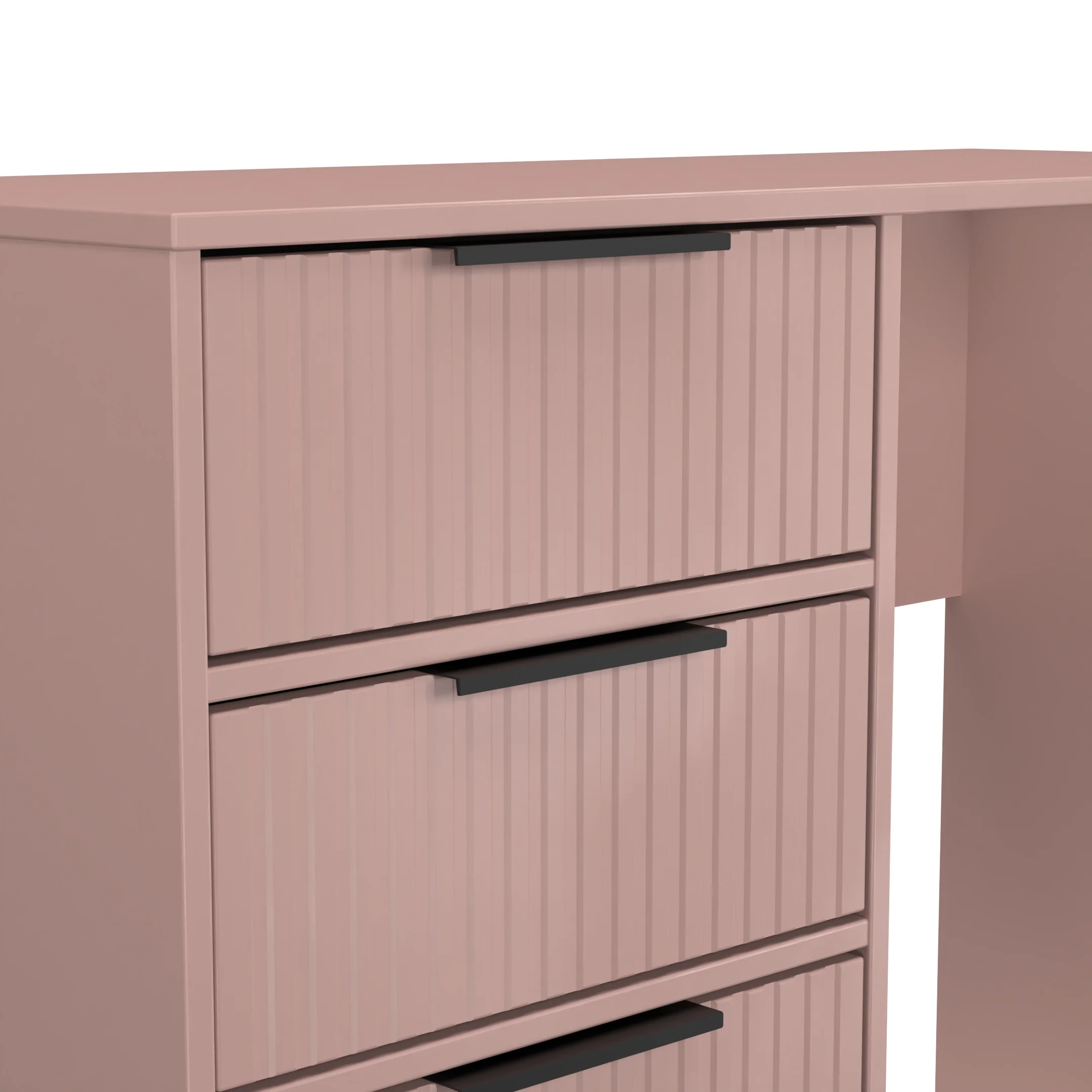 Fluted 4 Drawer Vanity in Kobe Pink - Ready Assembled - Image 5