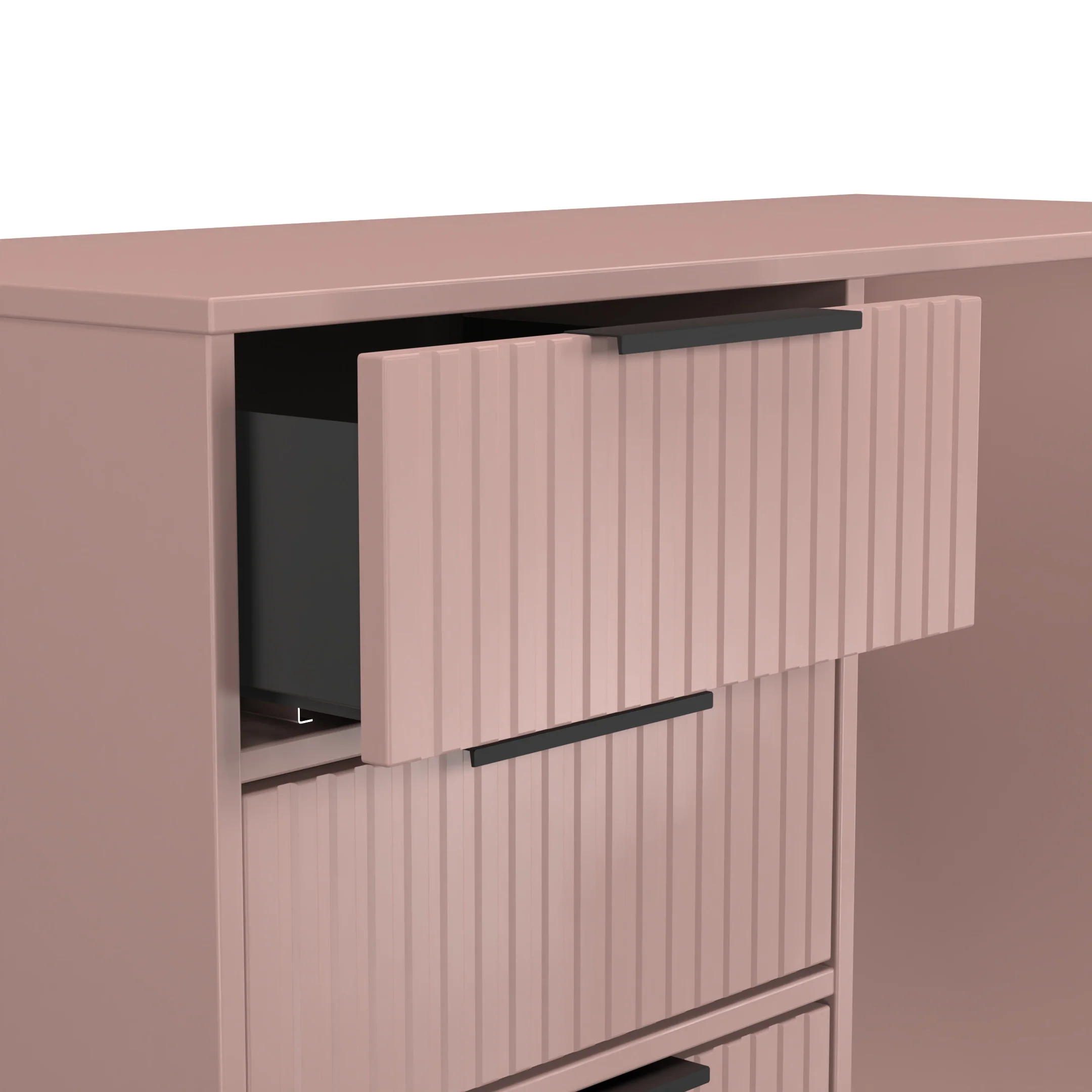Fluted 4 Drawer Vanity in Kobe Pink - Ready Assembled - Image 6
