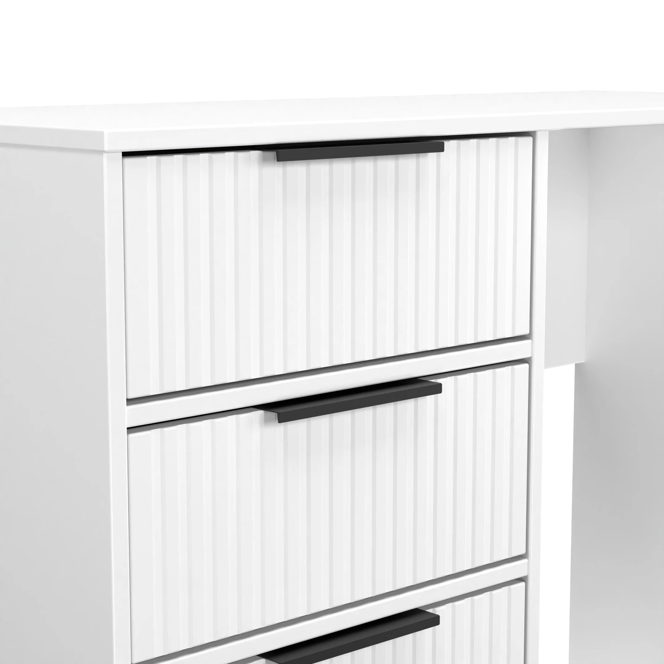 Fluted 4 Drawer Vanity in White Matt - Ready Assembled - Image 5