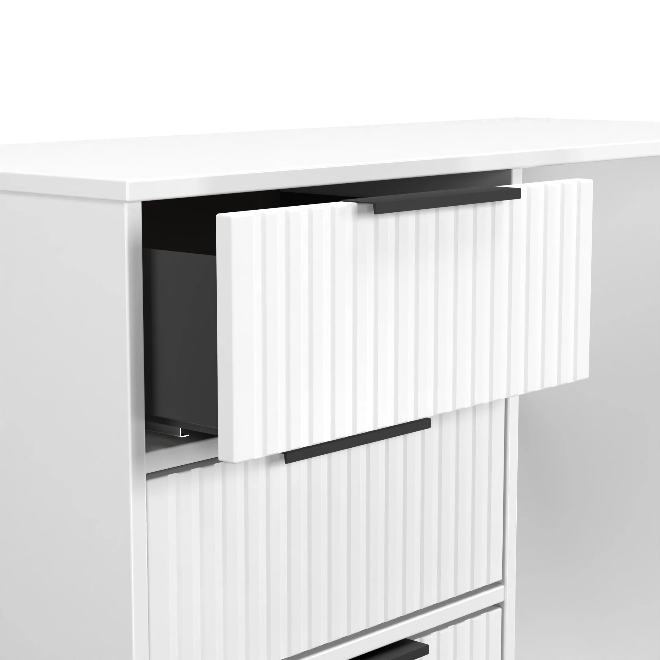 Fluted 4 Drawer Vanity in White Matt - Ready Assembled - Image 6
