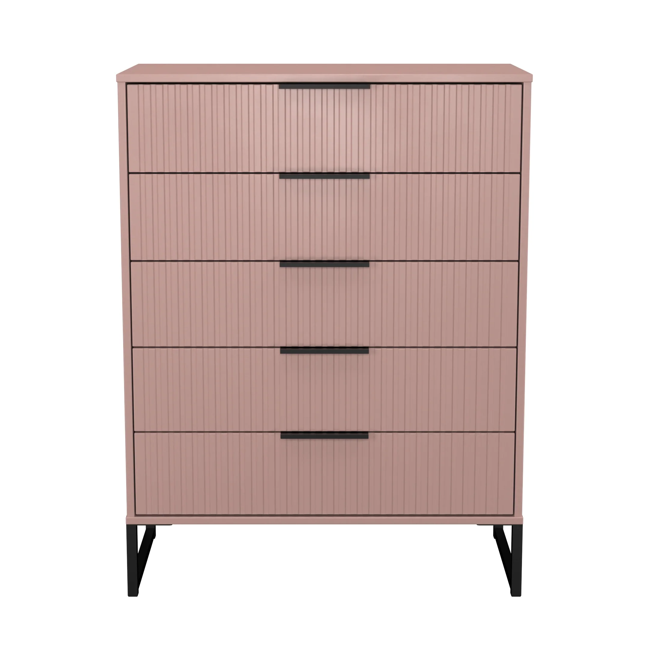 Fluted 5 Drawer Chest in Kobe Pink - Ready Assembled - Image 2
