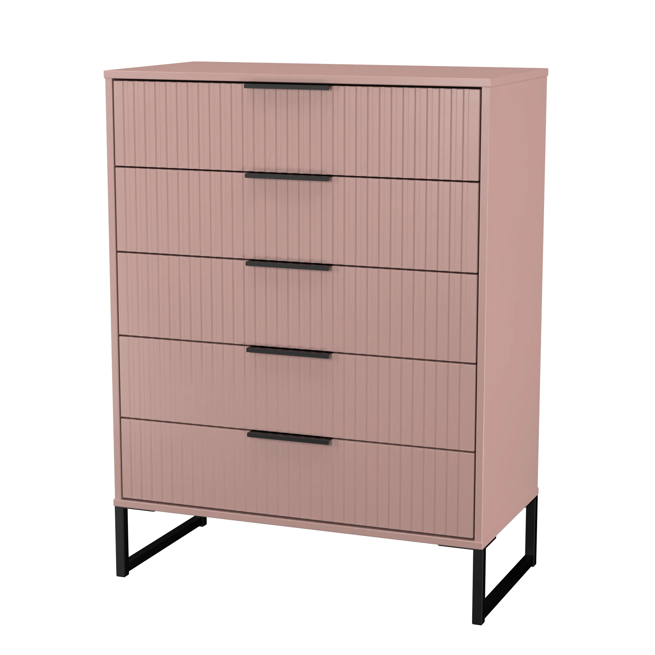 Fluted 5 Drawer Chest in Kobe Pink - Ready Assembled - Image 4