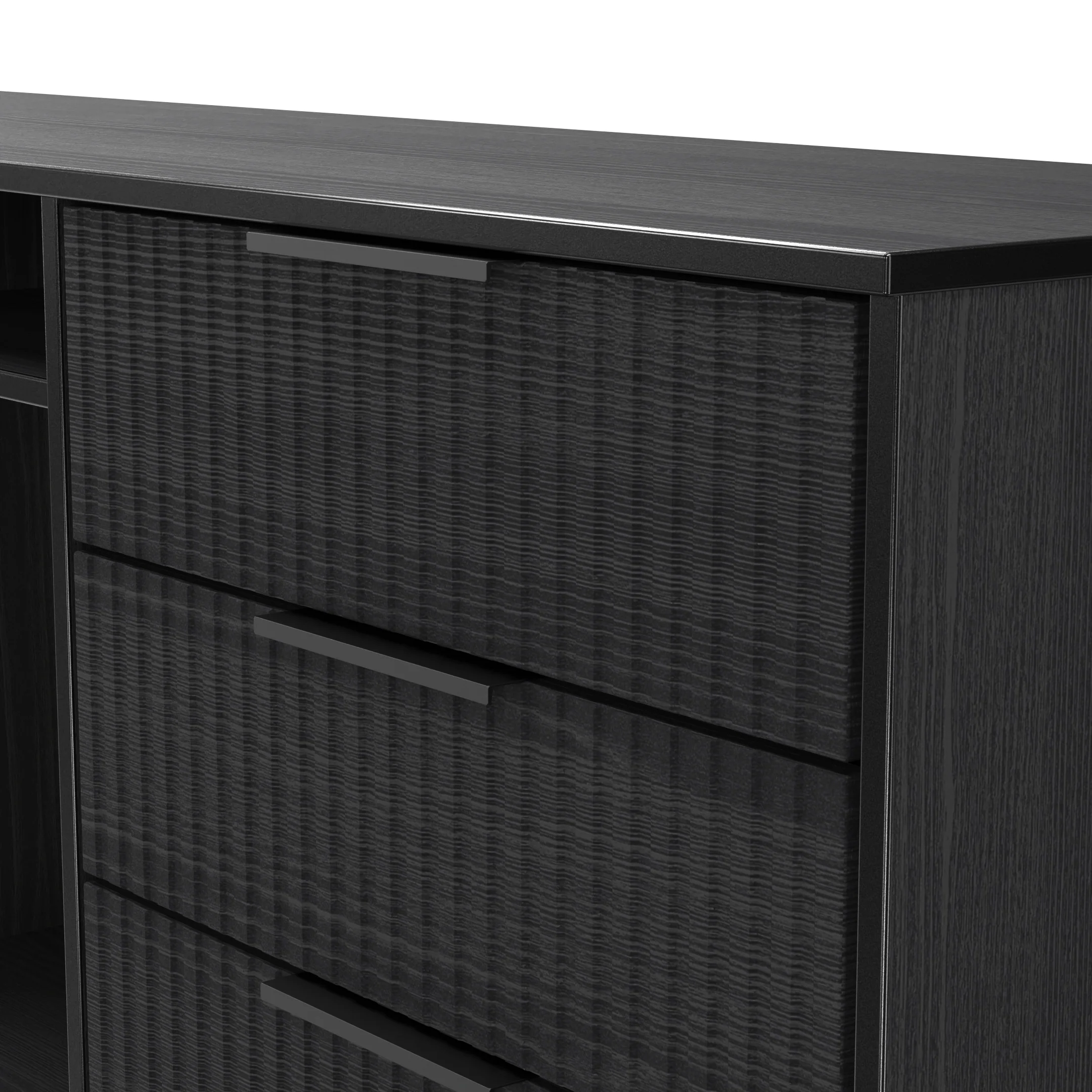 Fluted 6 Drawer Sideboard in Black Ash - Ready Assembled - Image 5